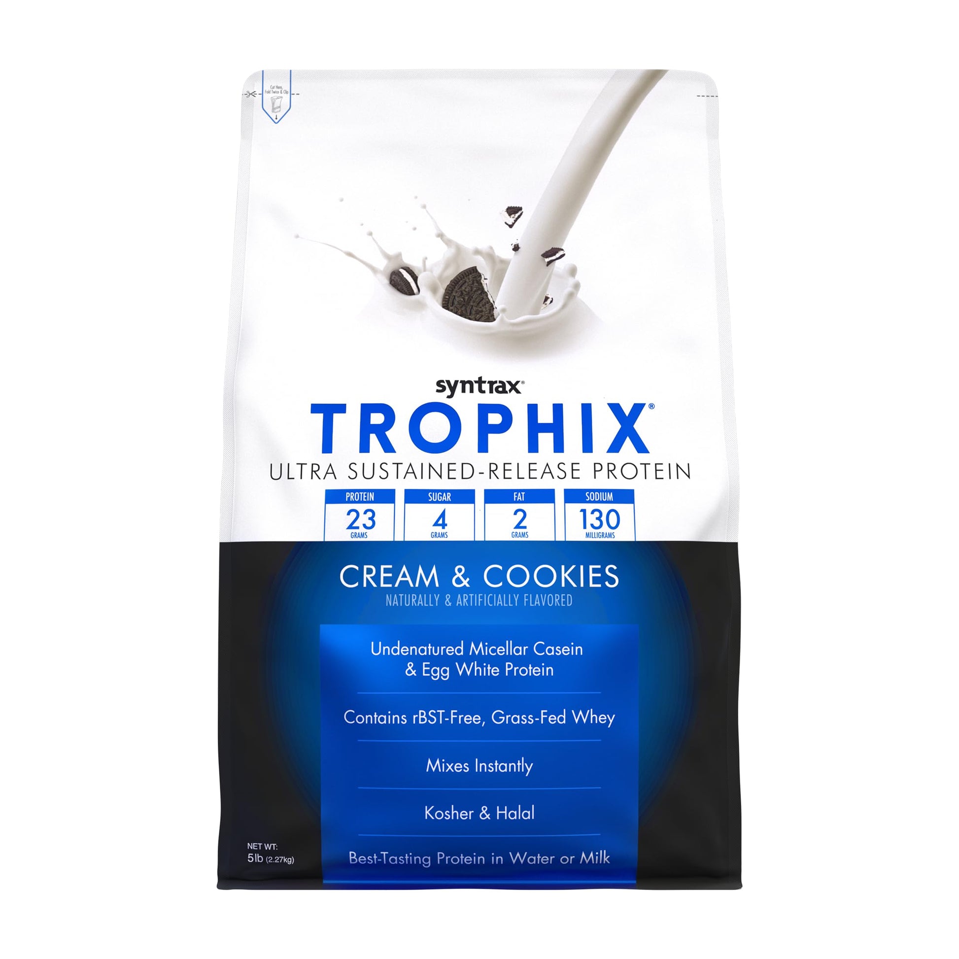 Syntrax Trophix Ultra Sustained-Release Protein Powder Blend, Cream & Cookies, 80 Servings