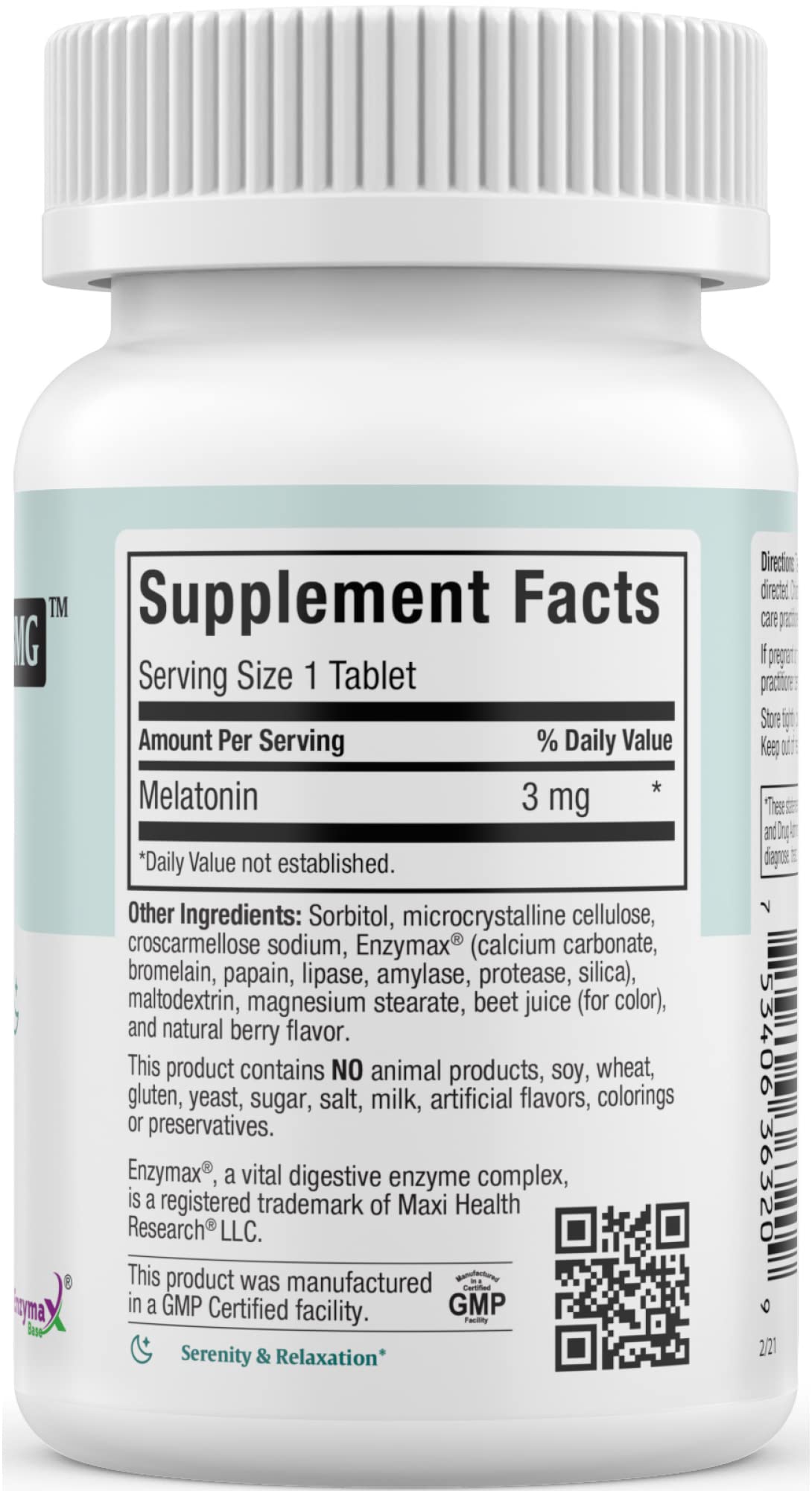 Maxi Health Melatonin 3 mg for Adults & Teens Chewable, 200 Count