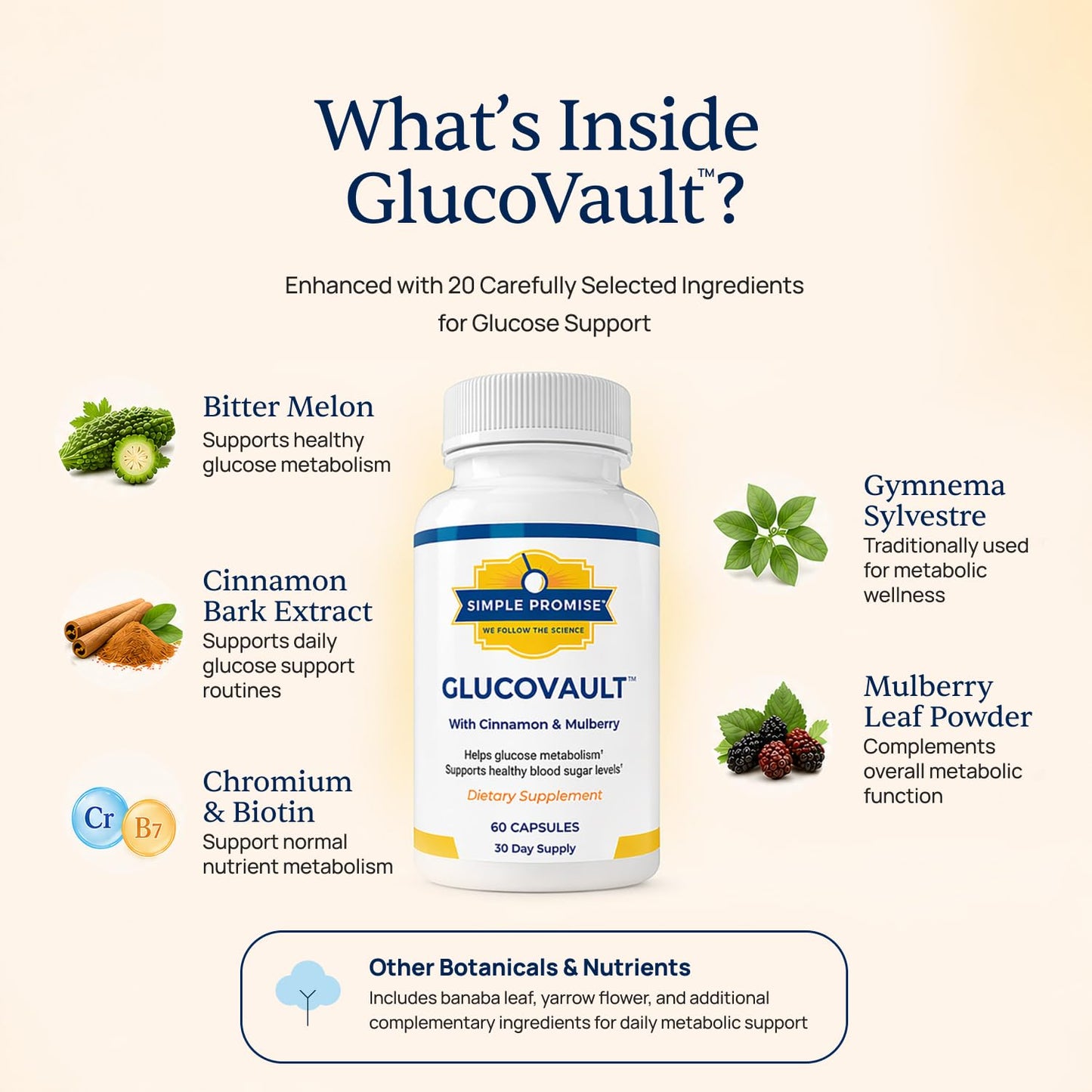 Simple Promise GlucoVault Metabolic Wellness Capsules for Daily Balance - Bitter Melon, 60 Capsules