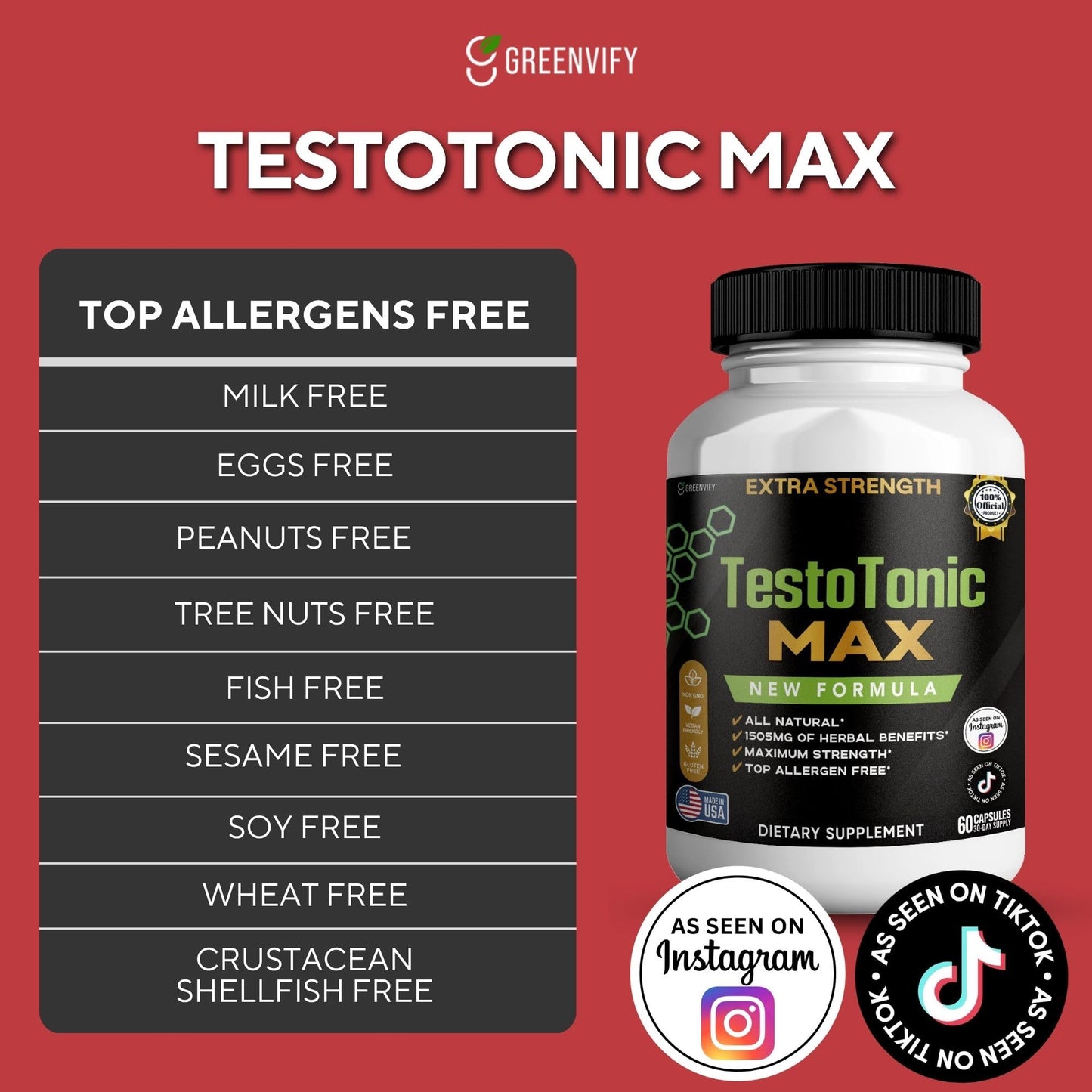 GREENVIFY TestoTonic MAX Dietary Supplement 60 Capsules