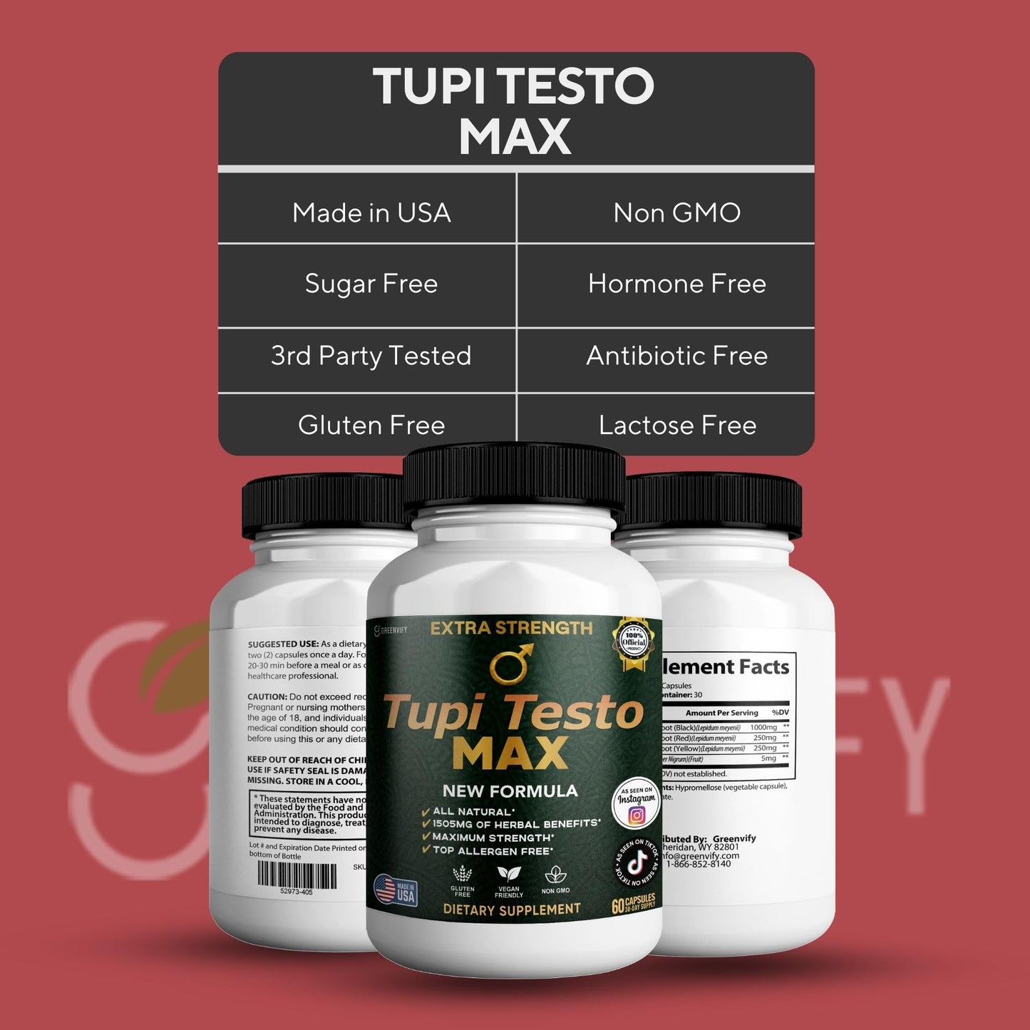 GREENVIFY Tupi Testo MAX 60 Capsules