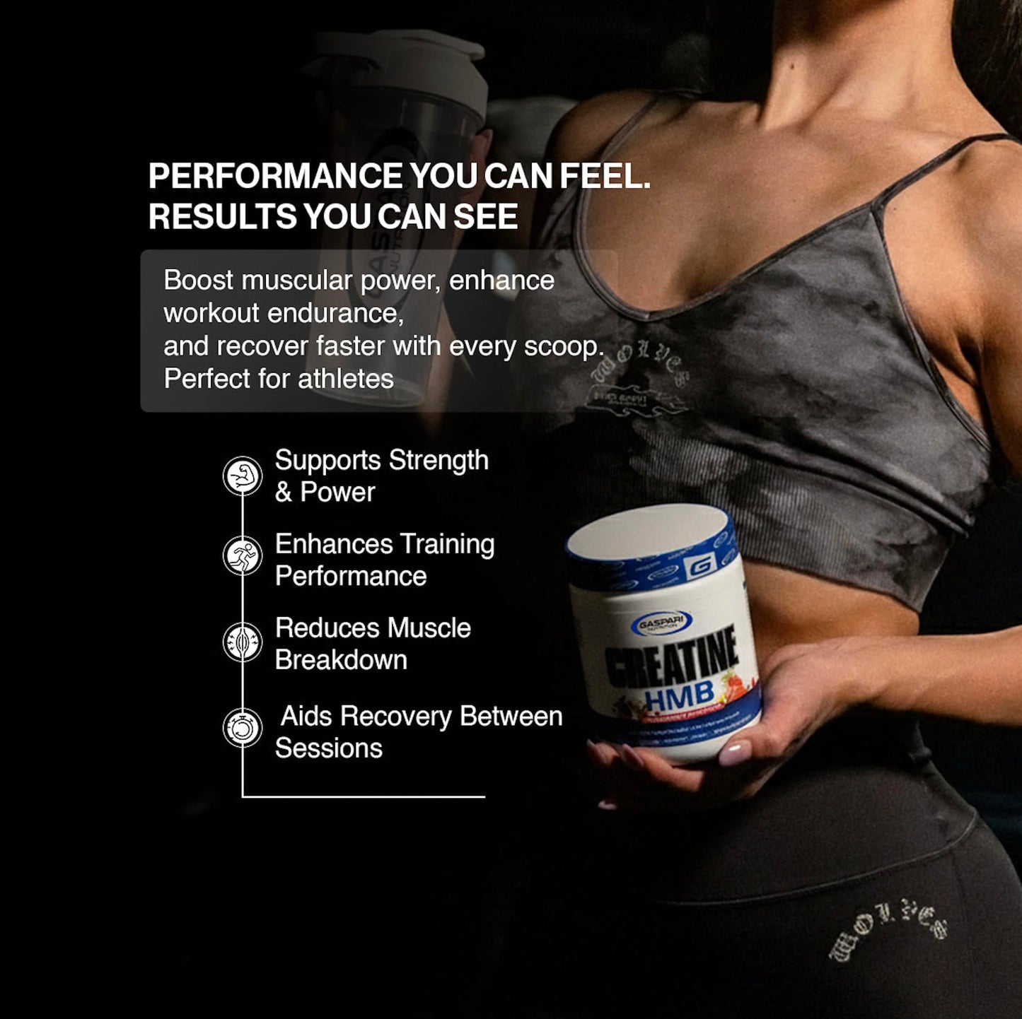 Gaspari Nutrition Creatine HMB, Micronized Creatine Monohydrate and HMB Powder 7.94 Ounces
