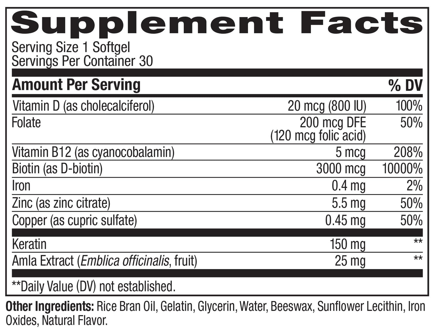 OLLY Ultra Strength Hair Softgels Caplet 30 Count