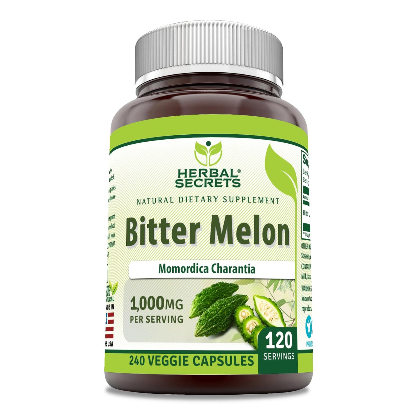 Herbal Secrets Bitter Melon 1000 Mg Per Serving Capsule, 240 Veggie Capsules