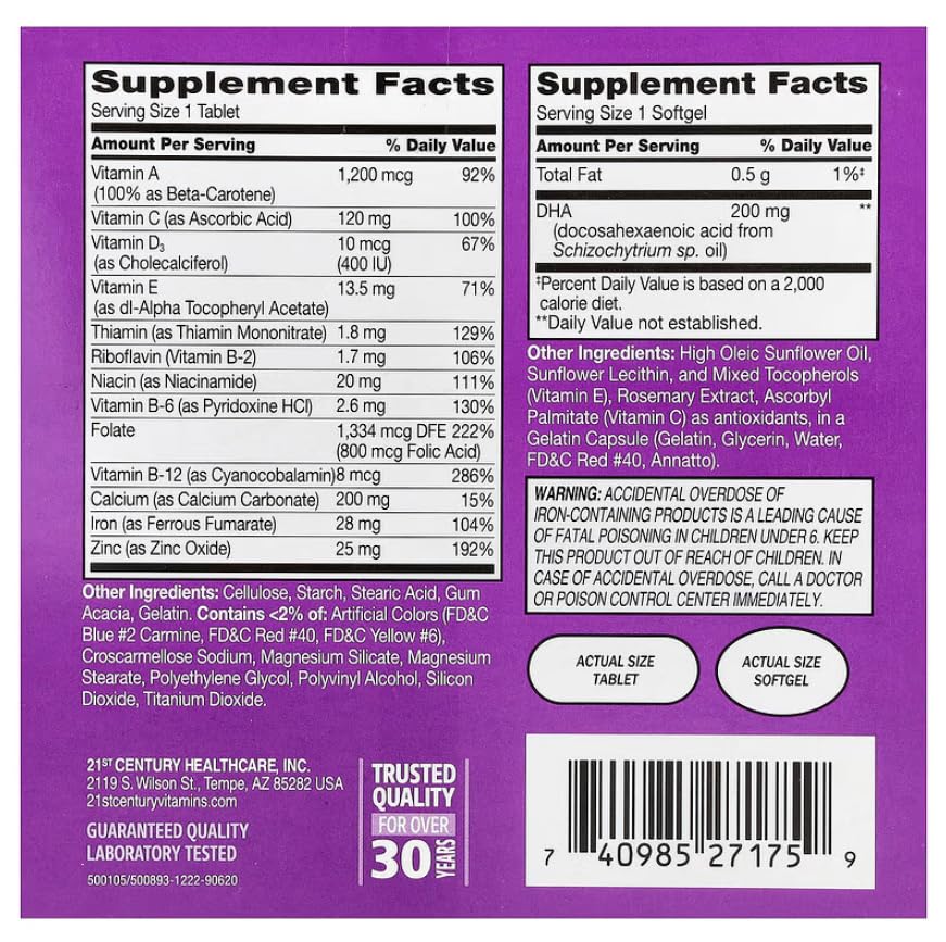 21st Century Prenatal Multivitamin + DHA 120 Softgels