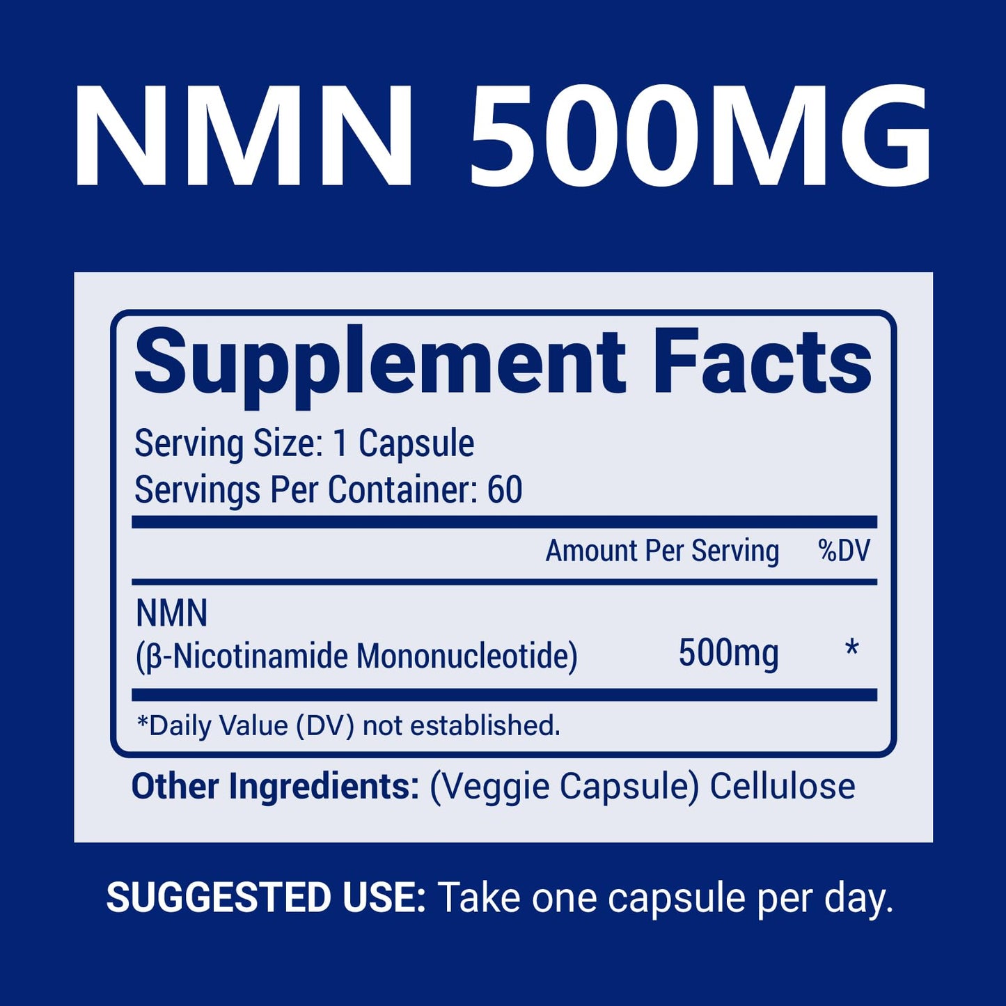 CFUKING NMN 500mg Nicotinamide Mononucleotide Veggie Capsules, 60 Capsules