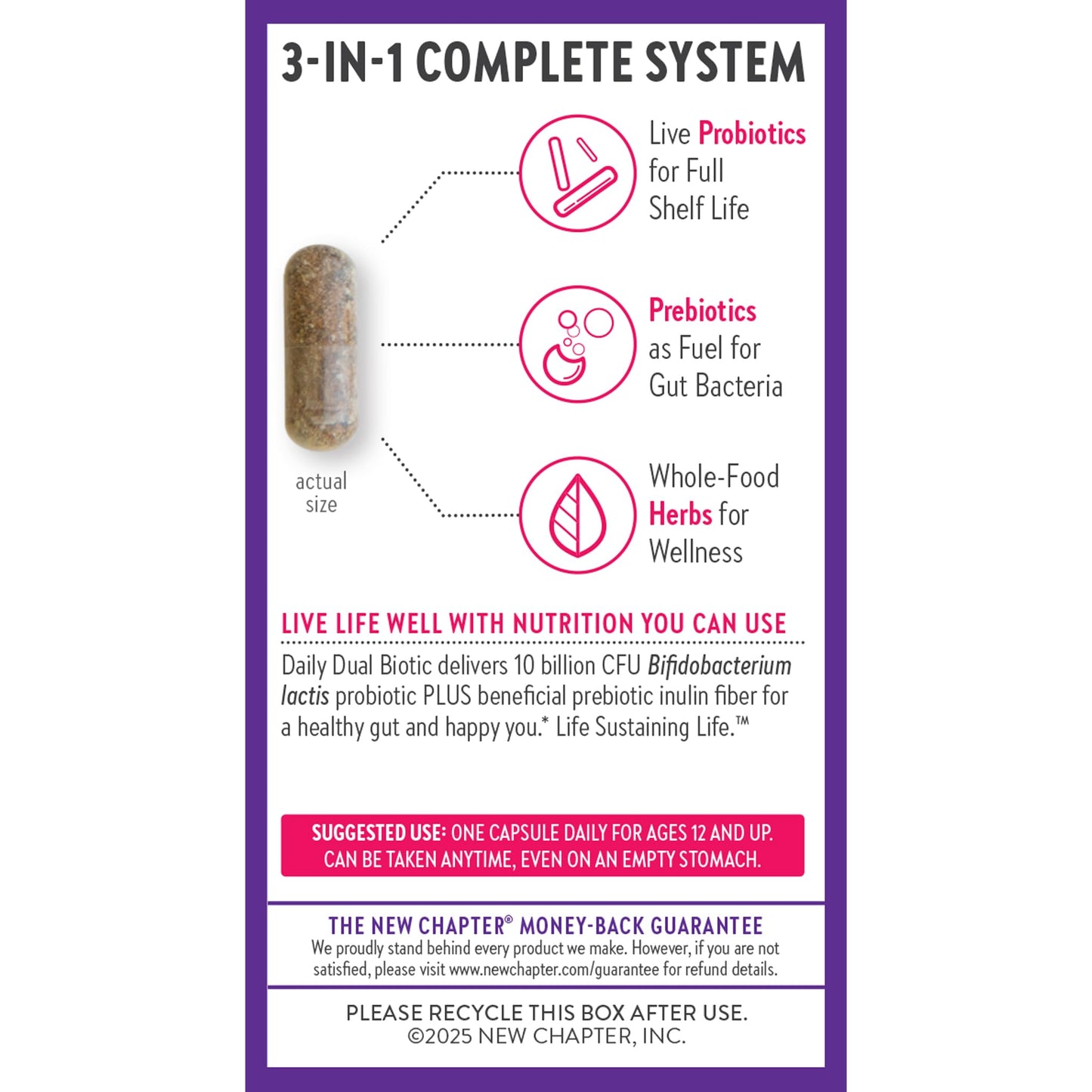 New Chapter Daily Dual Biotic Probiotic + Prebiotic for Digestion & Microbiome Health Capsule, 60 Count
