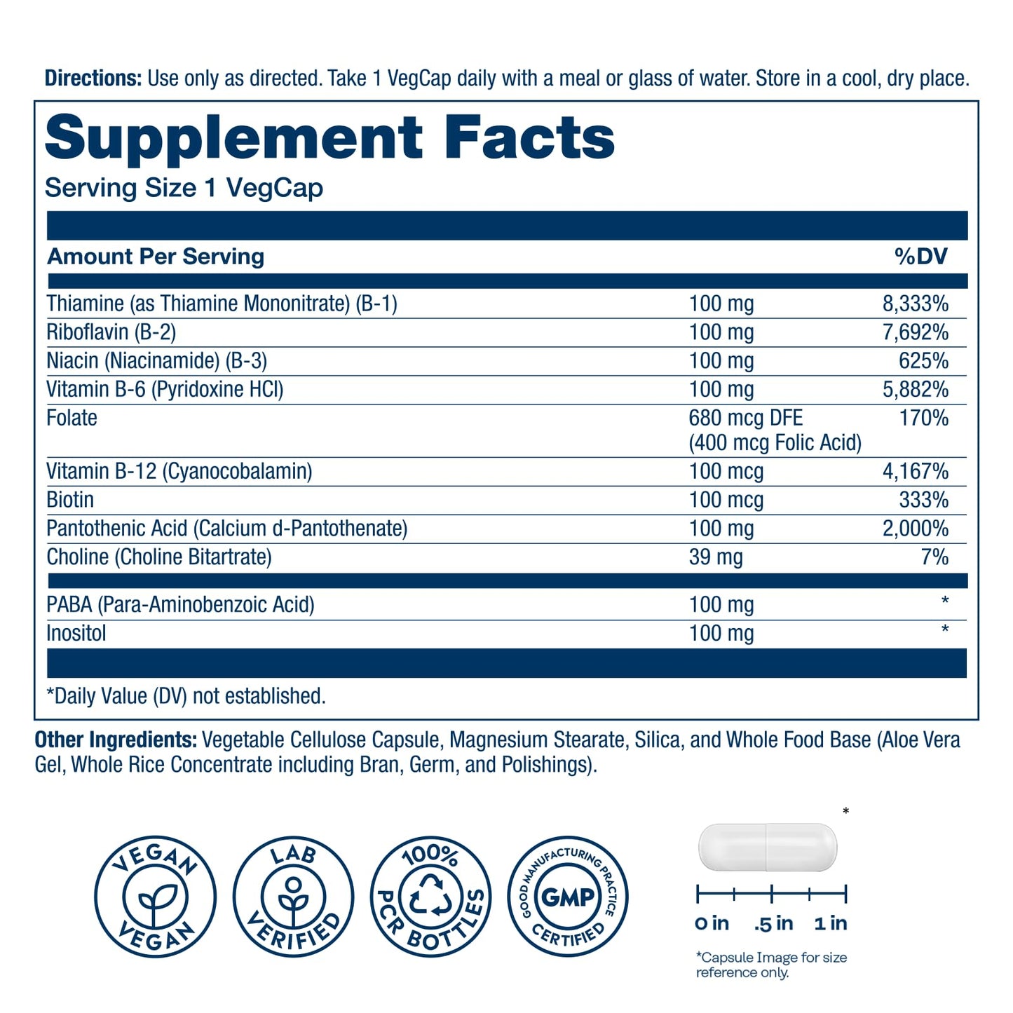 SOLARAY Vitamin B Complex 100mg Capsule, 275 Count