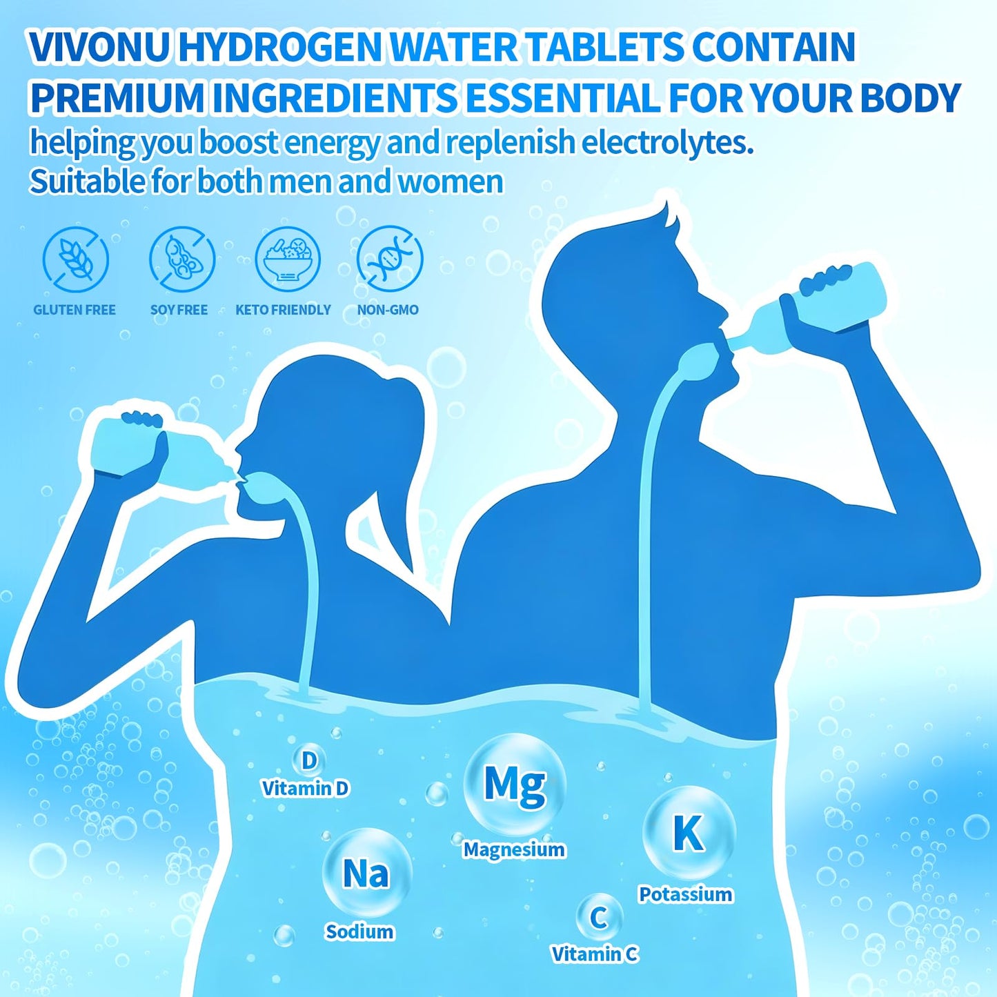VivoNu Magnesium Hydrogen Water Tablets, 120 Count