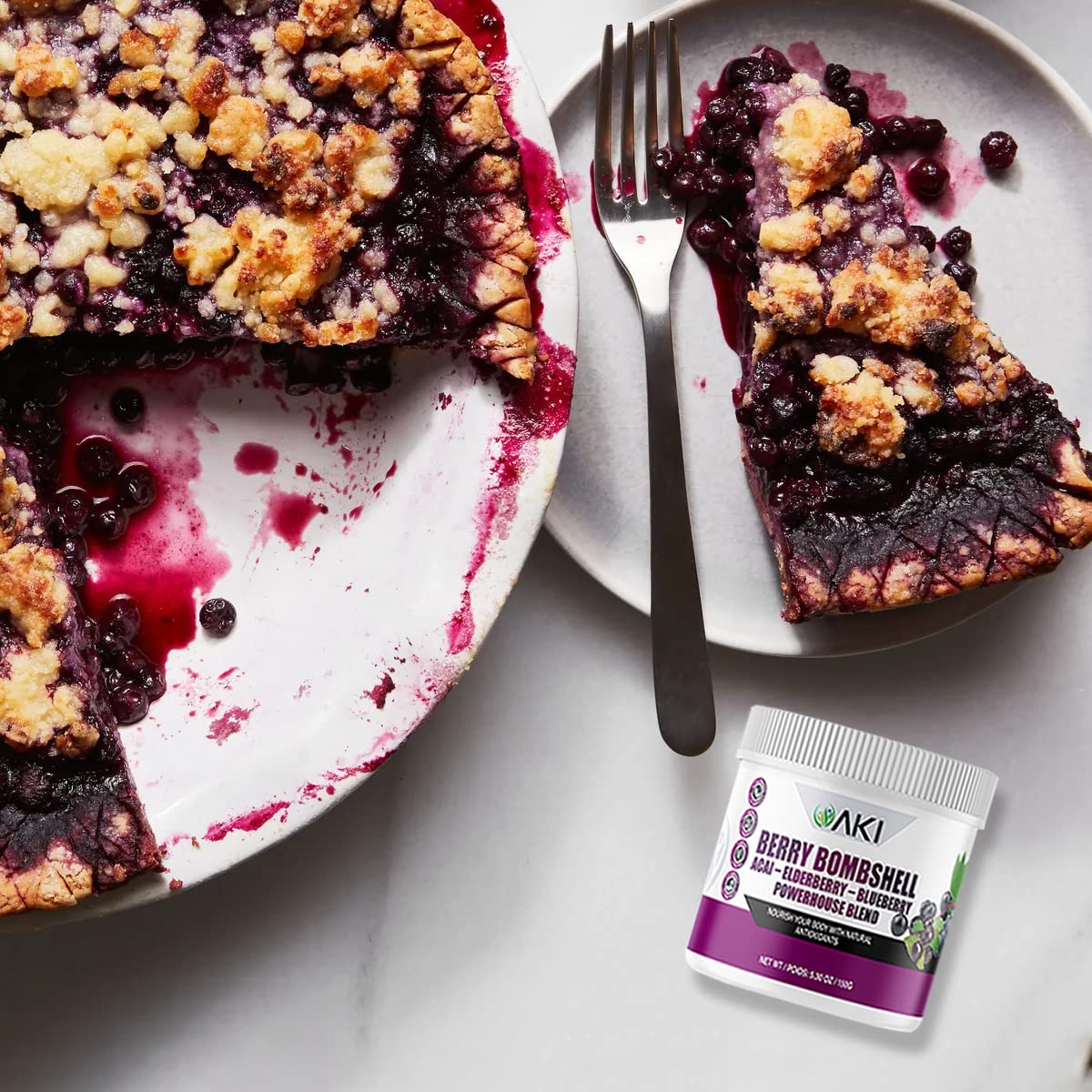 AKI ORGANIC Berry Bombshell Acai, Elderberry & Blueberry Blend Powder 5.2911