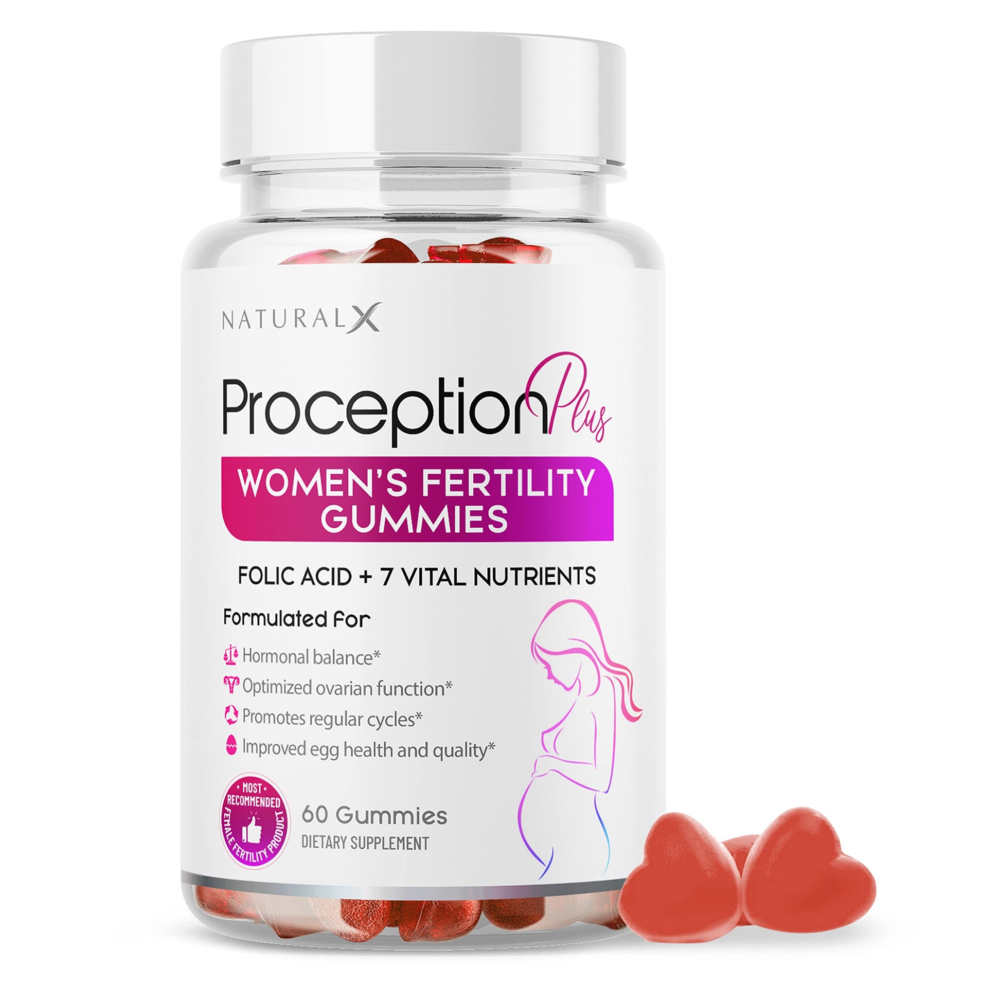 Natural X Fertility for Women - Myo-Inositol, Folic Acid, Biotin, B Vitamins Gummy 60 Count