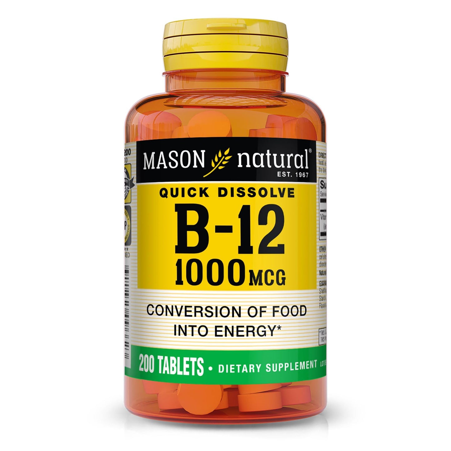 Mason Natural Vitamin B-12 1000 mcg Quick Dissolve Tablets, 200 Count