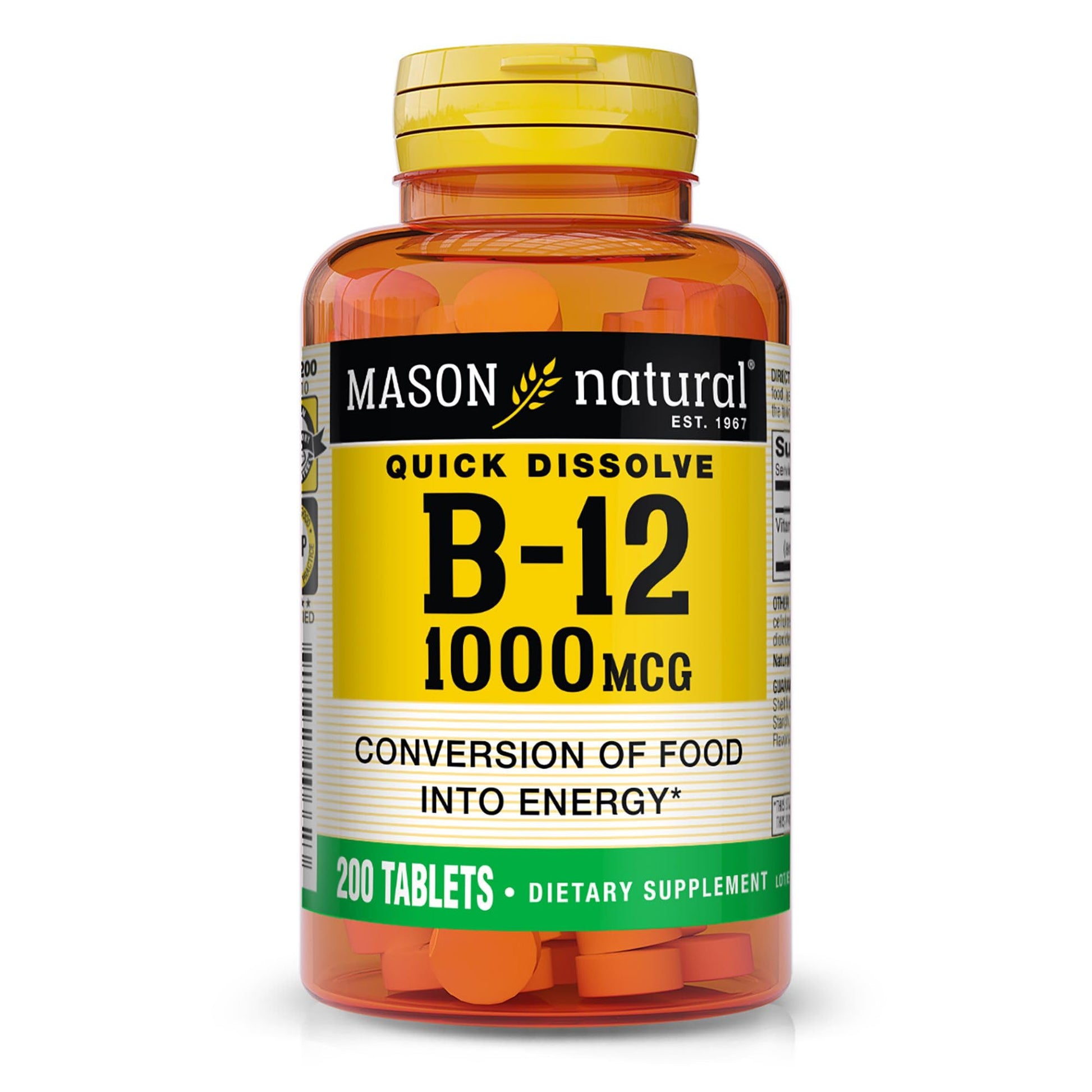 Mason Natural Vitamin B-12 1000 mcg Quick Dissolve Tablets, 200 Count