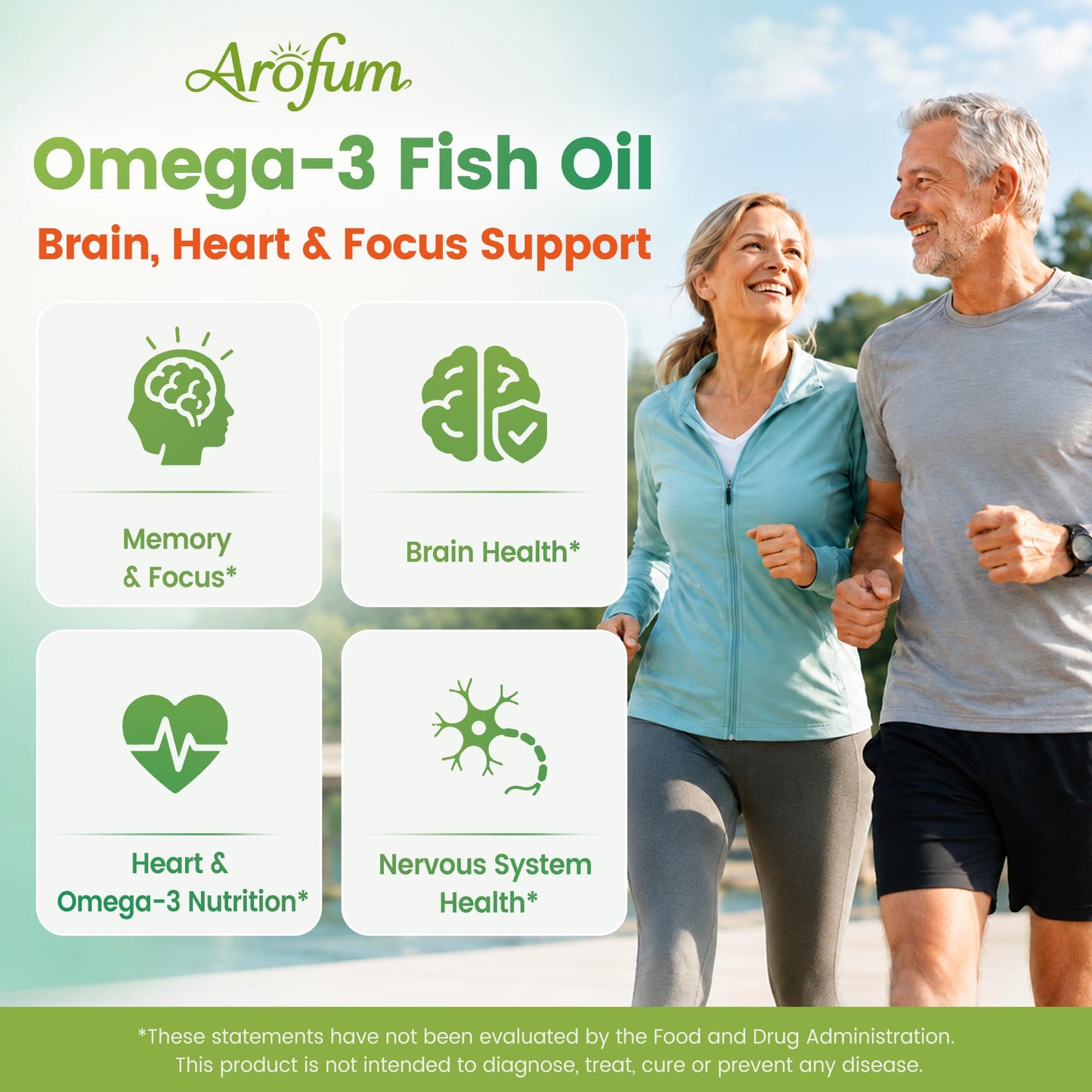 Arofum Omega 3 Fish Oil 2000mg with DHA & Phosphatidylserine Softgels 300