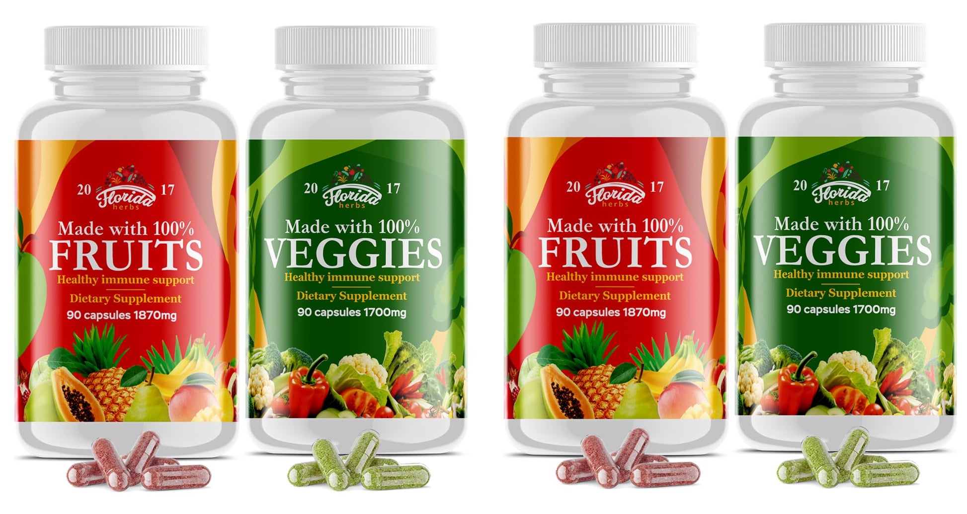 Florida Herbs Fruits and Vegetables Supplement Capsules, 360 Count