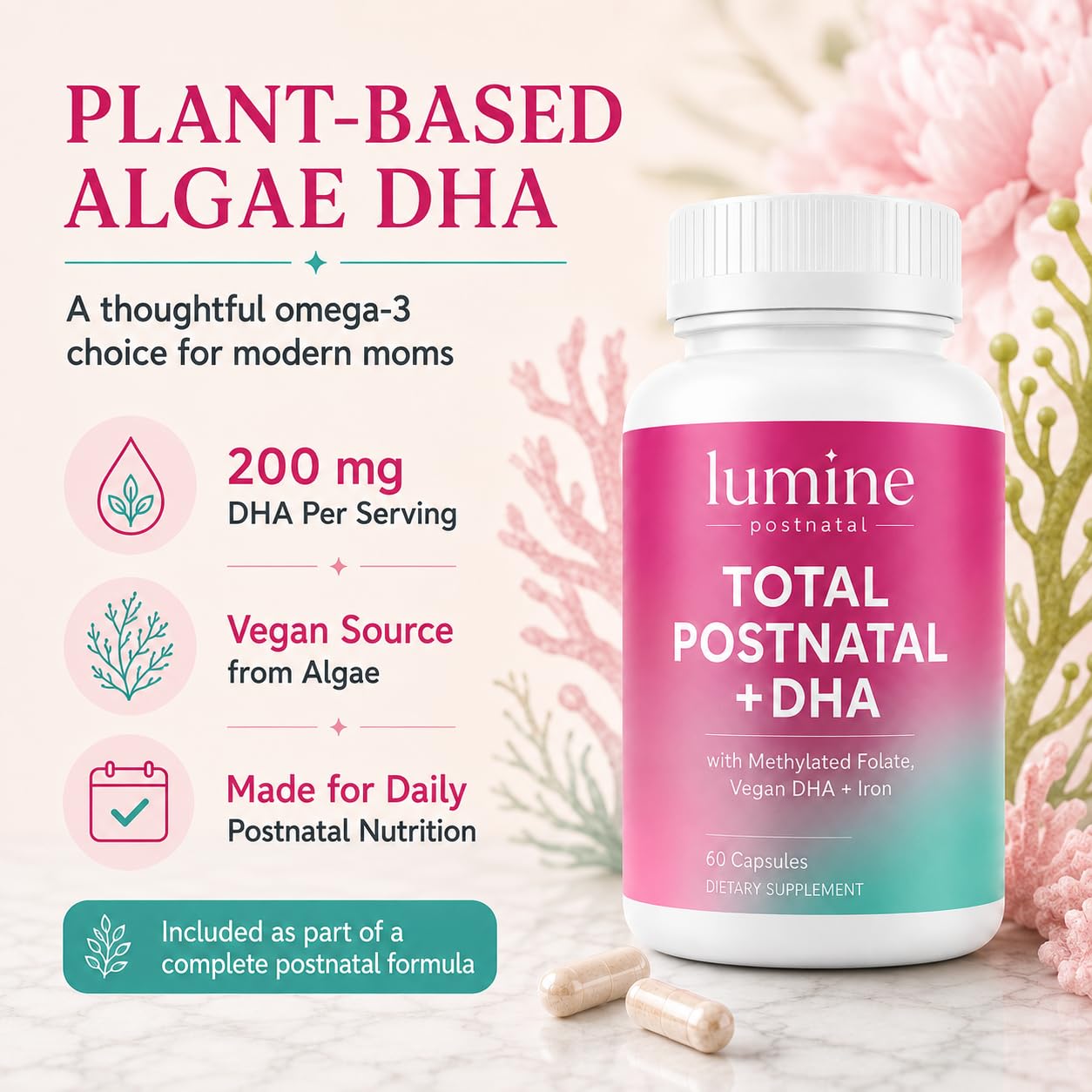 Parmint LUMINE Organics Postnatal Vitamins for Women, 60 Capsules