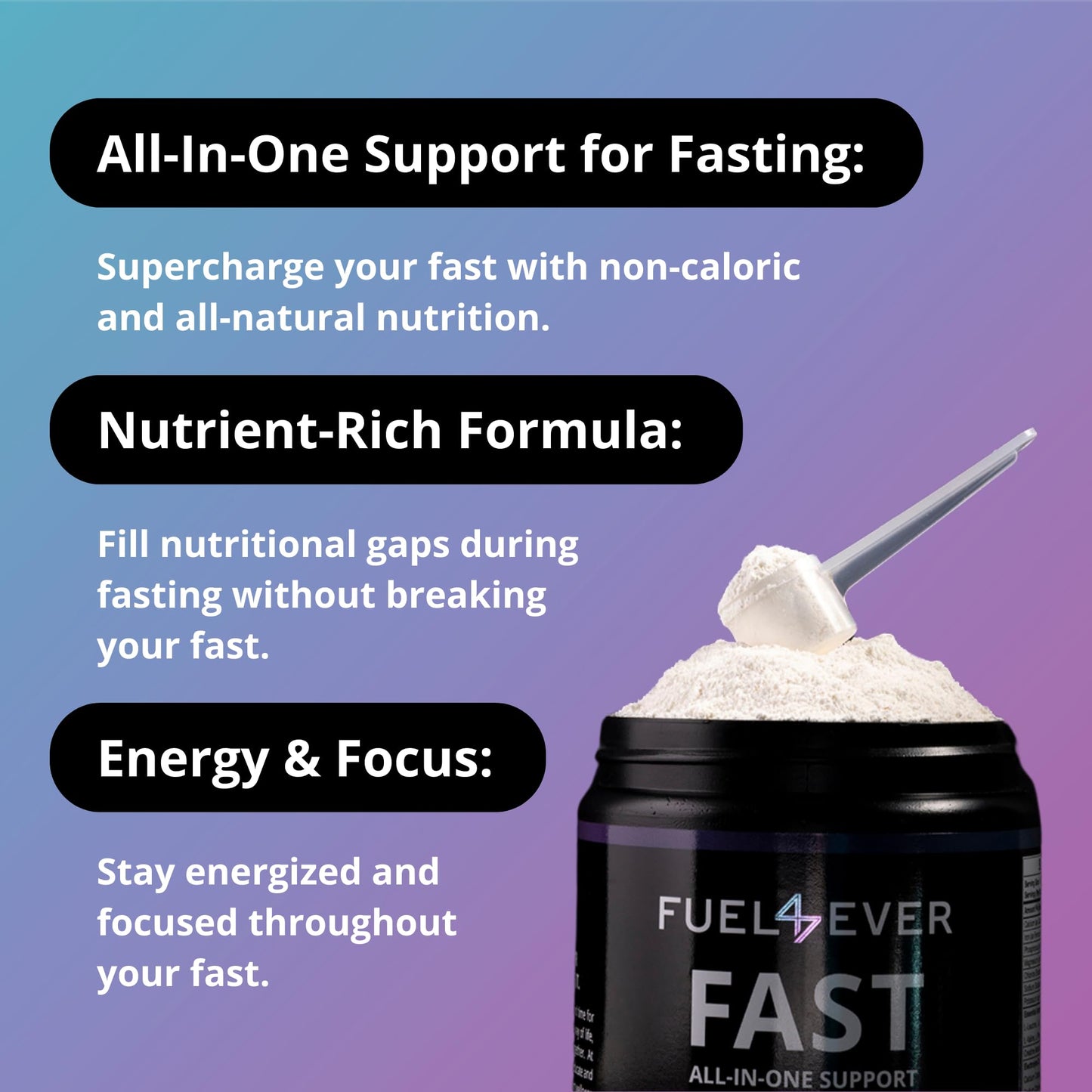 Fuel 4 Ever Fast Fasting Electrolyte Powder with Creatine, Essential Amino Acids & Green Tea Extract, Watermelon Flavor, 8.9 oz