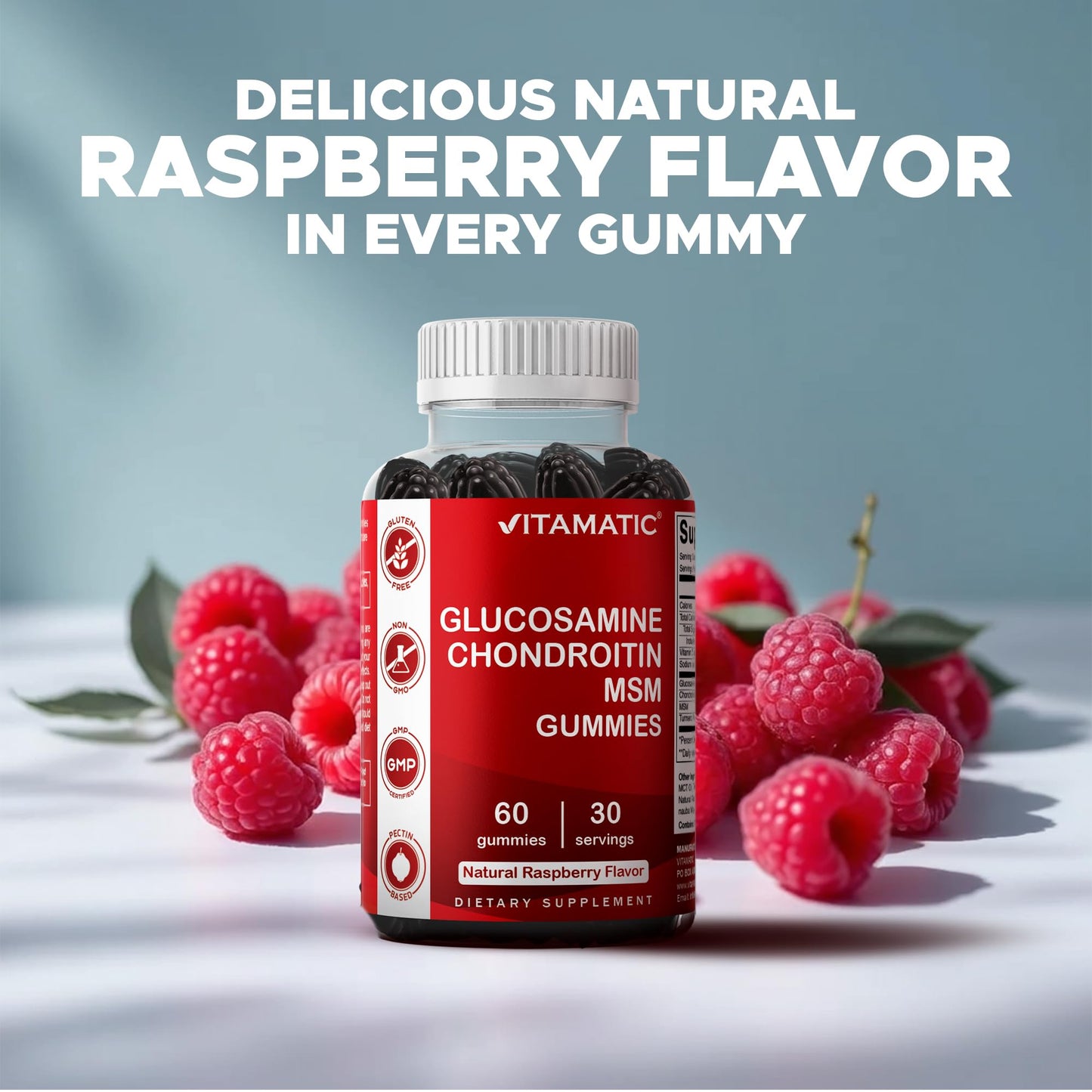 Vitamatic Glucosamine Chondroitin Gummies with MSM & Vitamin E – Joint Support Formula, 60 Gummies