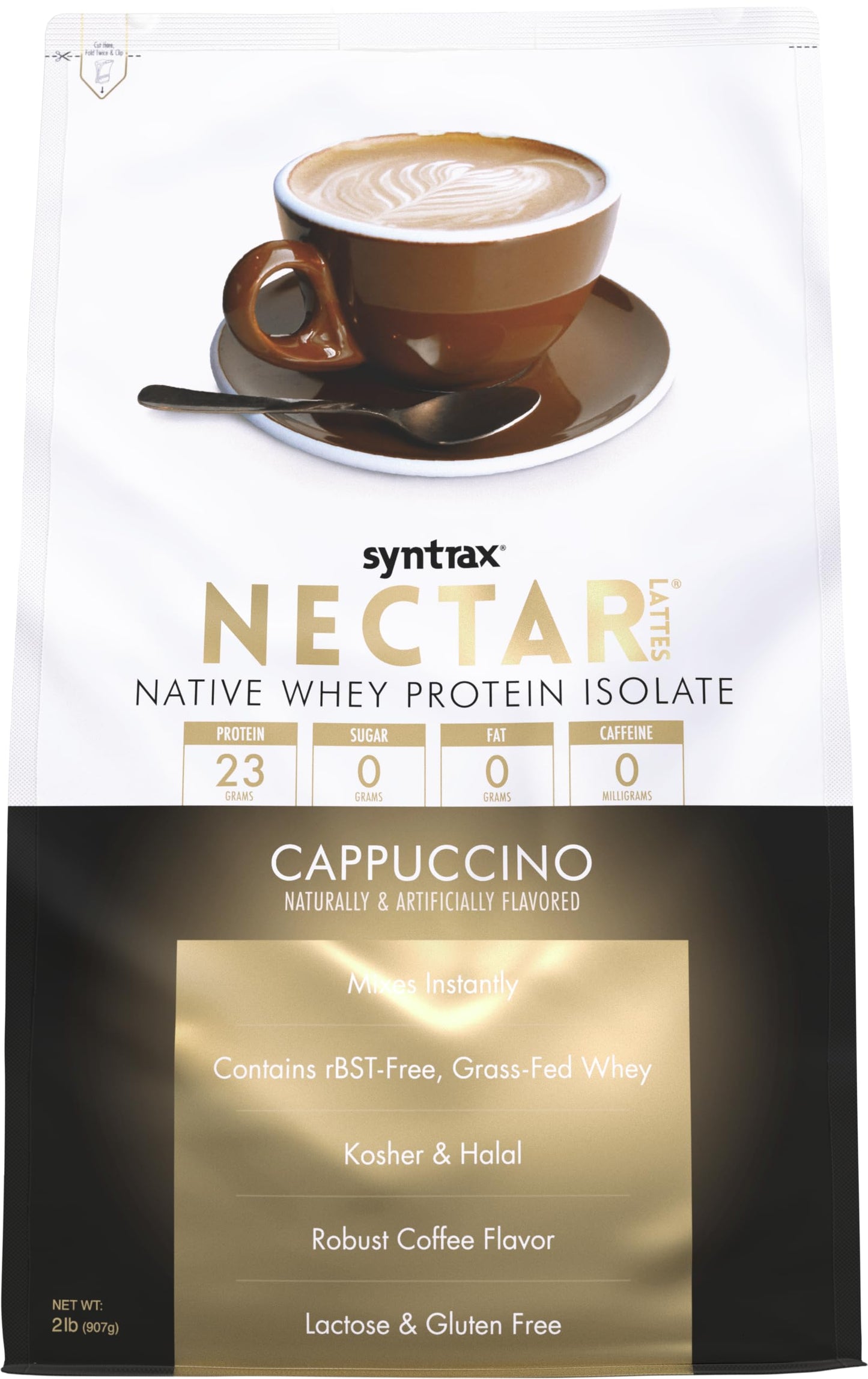 Syntrax Nectar Lattes 100% Whey Protein Isolate Powder Cappuccino, 32 Servings