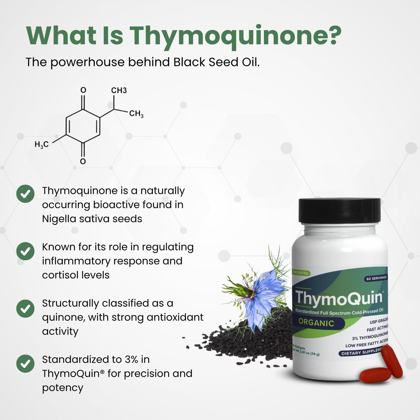 ThymoQuin Organic Cold-Pressed Black Seed Oil Softgels, 60 Count