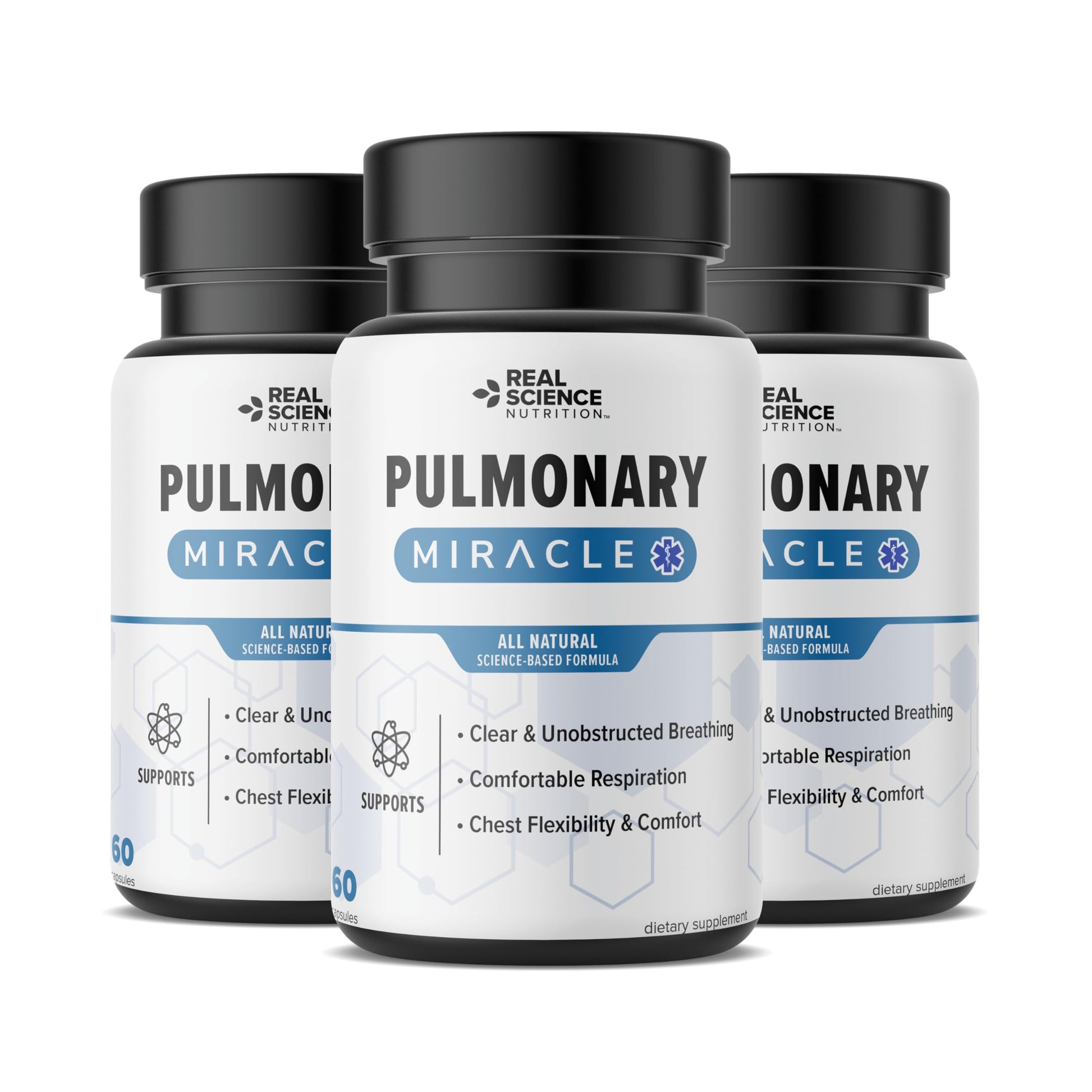 Real Science Nutrition Pulmonary Miracle COPD Relief and Lung Detox Capsules with Vinitrox & GABA, Lung Support Supplement, 180 Capsules