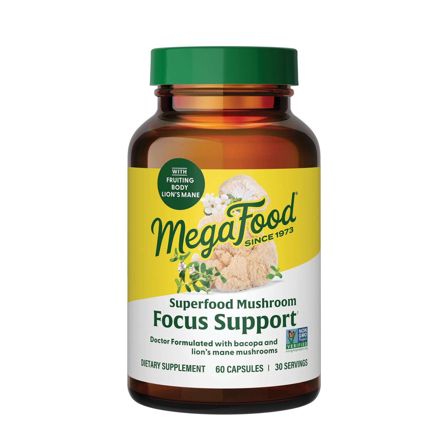 MegaFood Superfood Mushroom Focus Support with Lions Mane, 60 Capsules