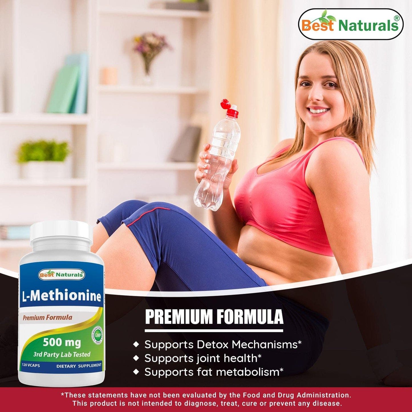 Best Naturals L-Methionine 500 mg Capsules, 120 Count