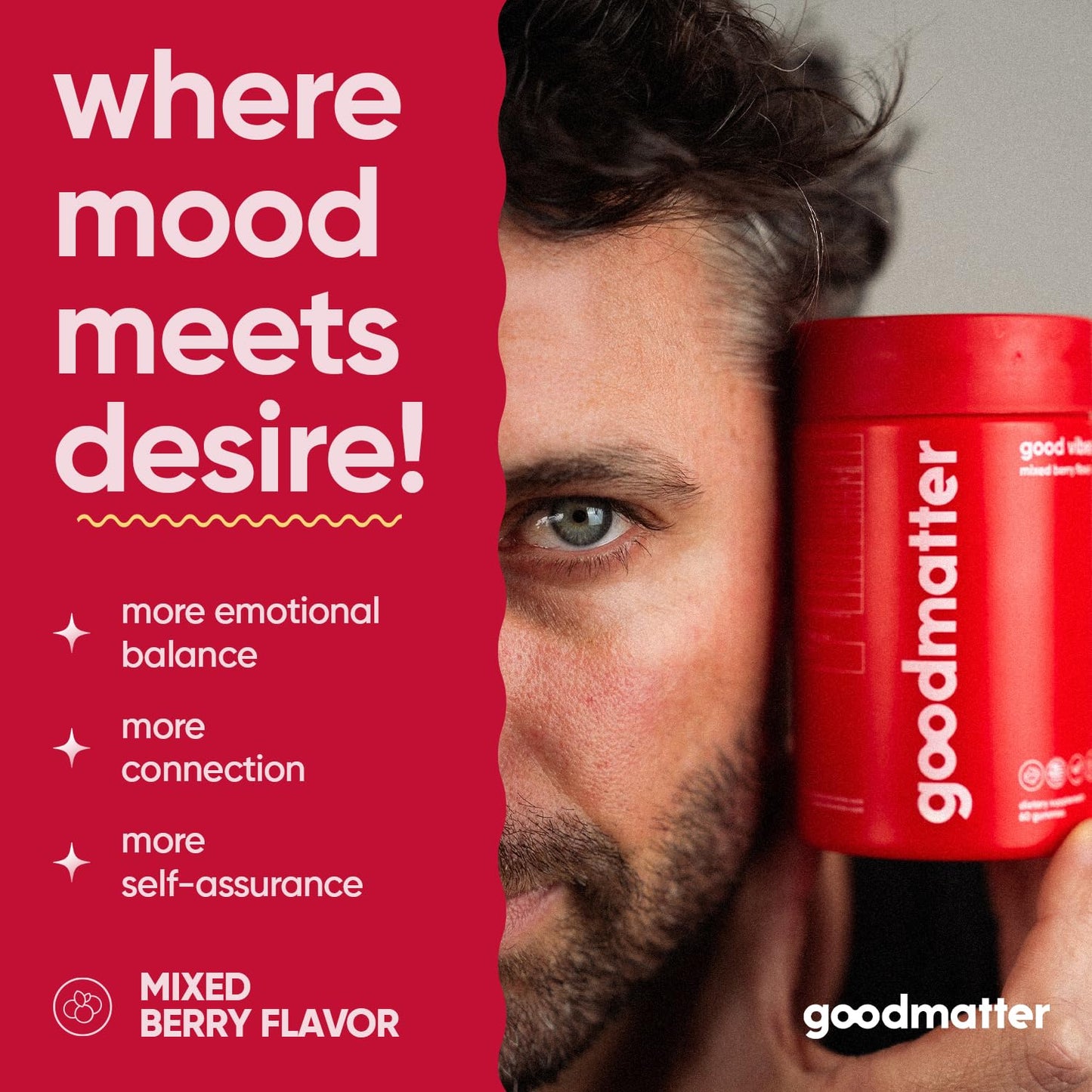 GoodMatter Good Vibes Daily Mood & Intimacy Support Gummies for Women and Men with Clinically-Studied Saffron, Maca Root, S7 Nitric Oxide Complex & Ashwagandha – Wild Berry Flavor, 60 Gummies
