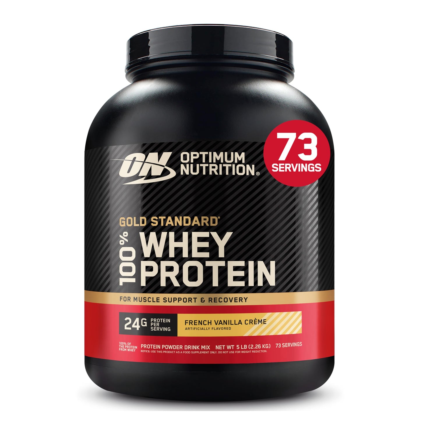 Optimum Nutrition Gold Standard 100% Whey Protein Powder, French Vanilla Crème, 80 Servings