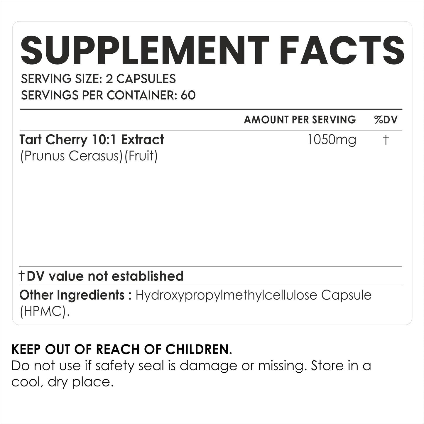 AMALTH Tart Cherry Extract Capsules 1050 mg | Tart Cherry Fruit Extract Supplement | Antioxidant Support | Sleep & Joint Support Formula | Plant Based | Non-GMO | 120 Veg Capsules