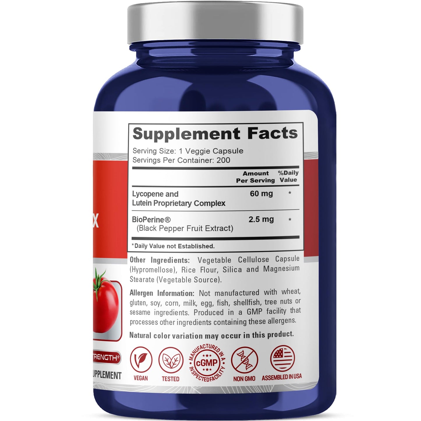 NusaPure Lycopene & Lutein Complex 60mg per Capsule, 200 Veggie Capsules