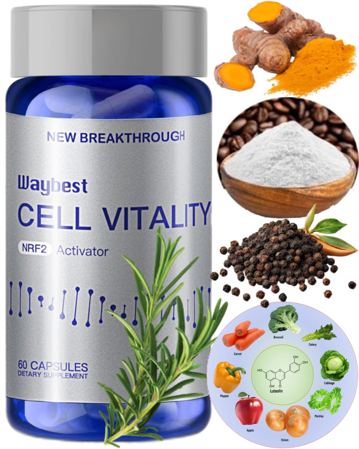zgrmjfj Cell Vitality NRF2 Activator Anti-Aging Wellness Supplement Capsule, 60 Count