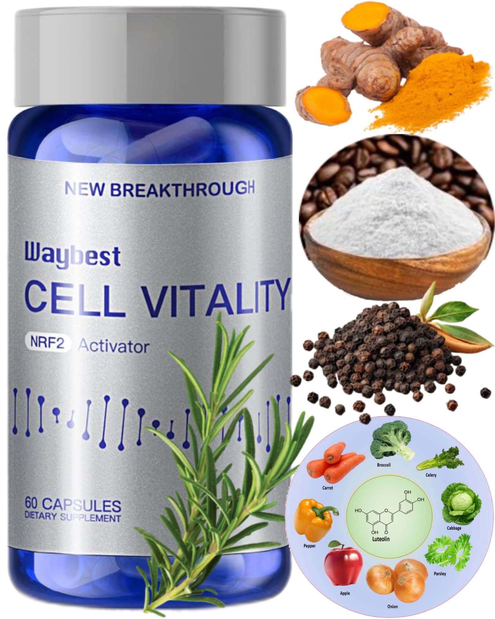zgrmjfj Cell Vitality NRF2 Activator Anti-Aging Wellness Supplement Capsule, 60 Count