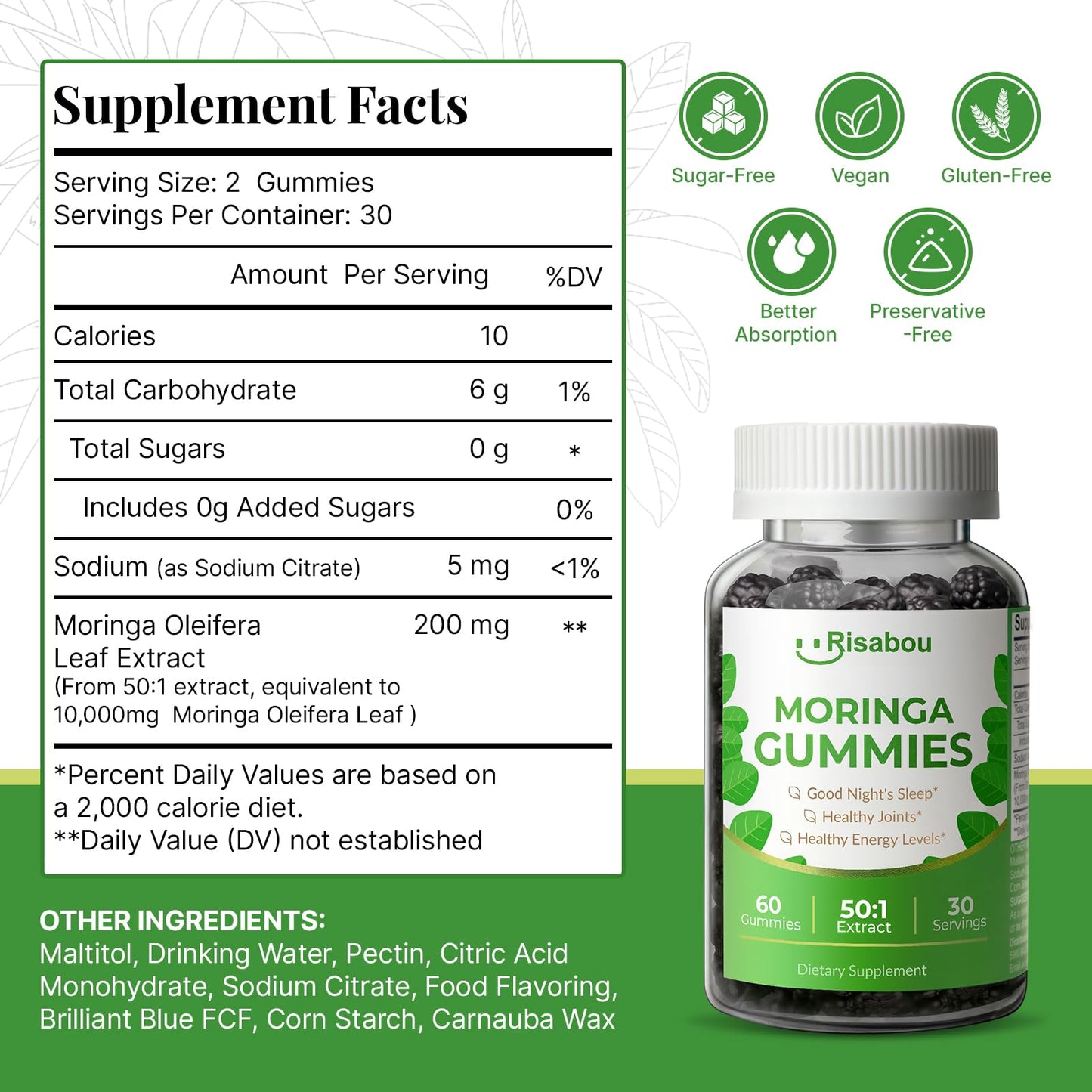 Risabou Moringa Gummies 60 Count