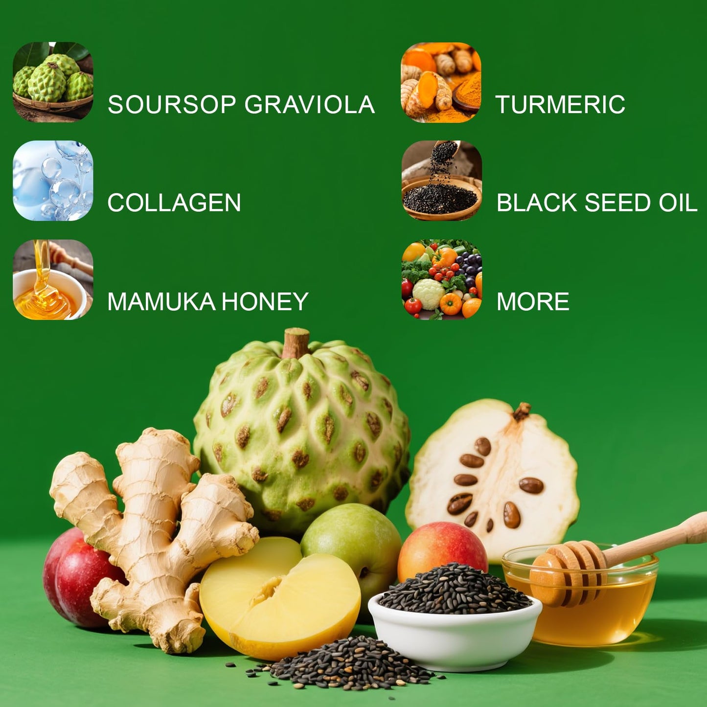 BENIX 24 in 1 Soursop Graviola Capsules, 60 Capsules