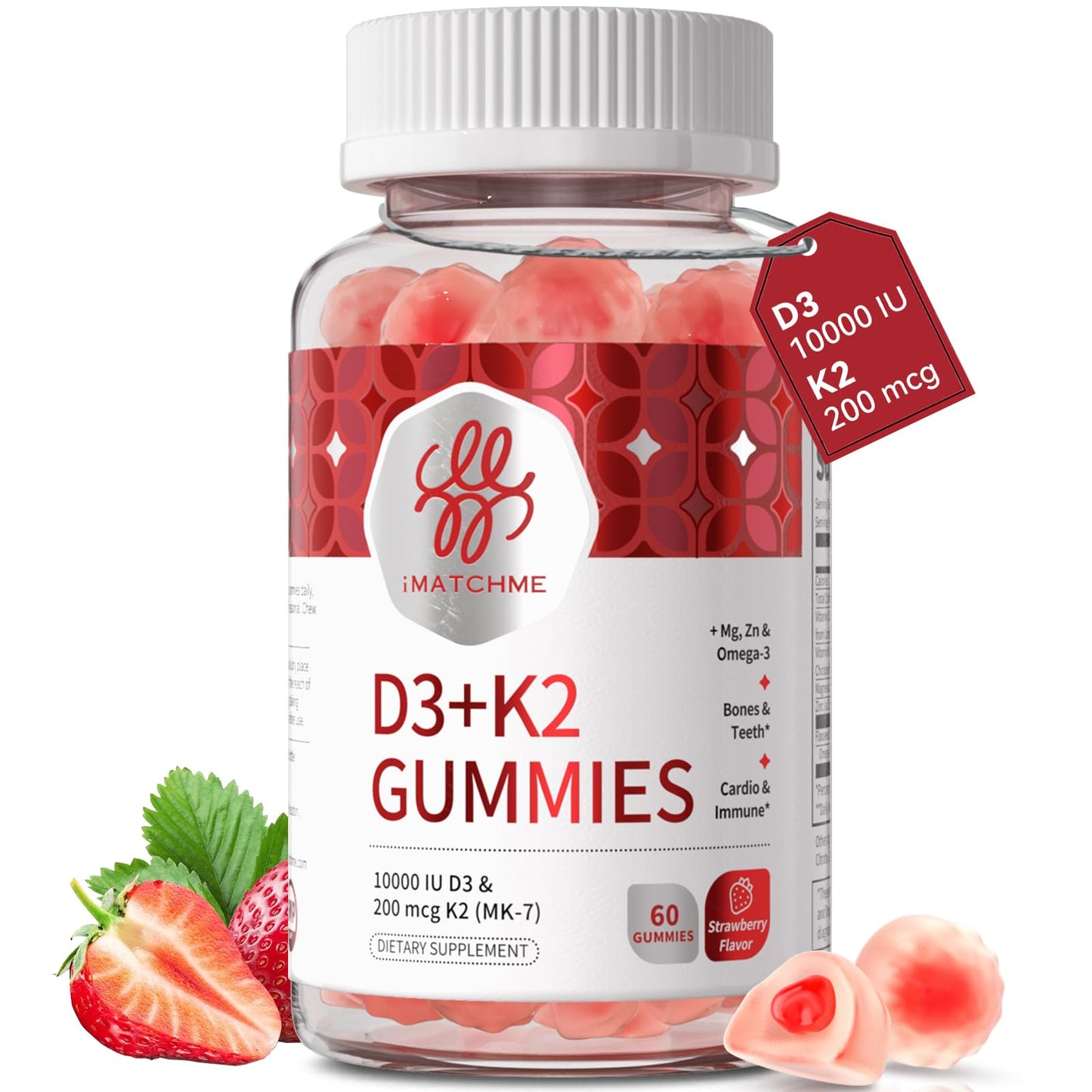 iMATCHME Vitamin D3 K2 Gummies for Adults 60 Count
