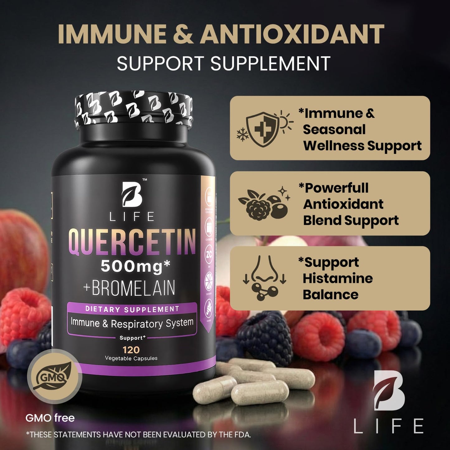 B Life Company Quercetin 500mg Capsule, 120 Capsules