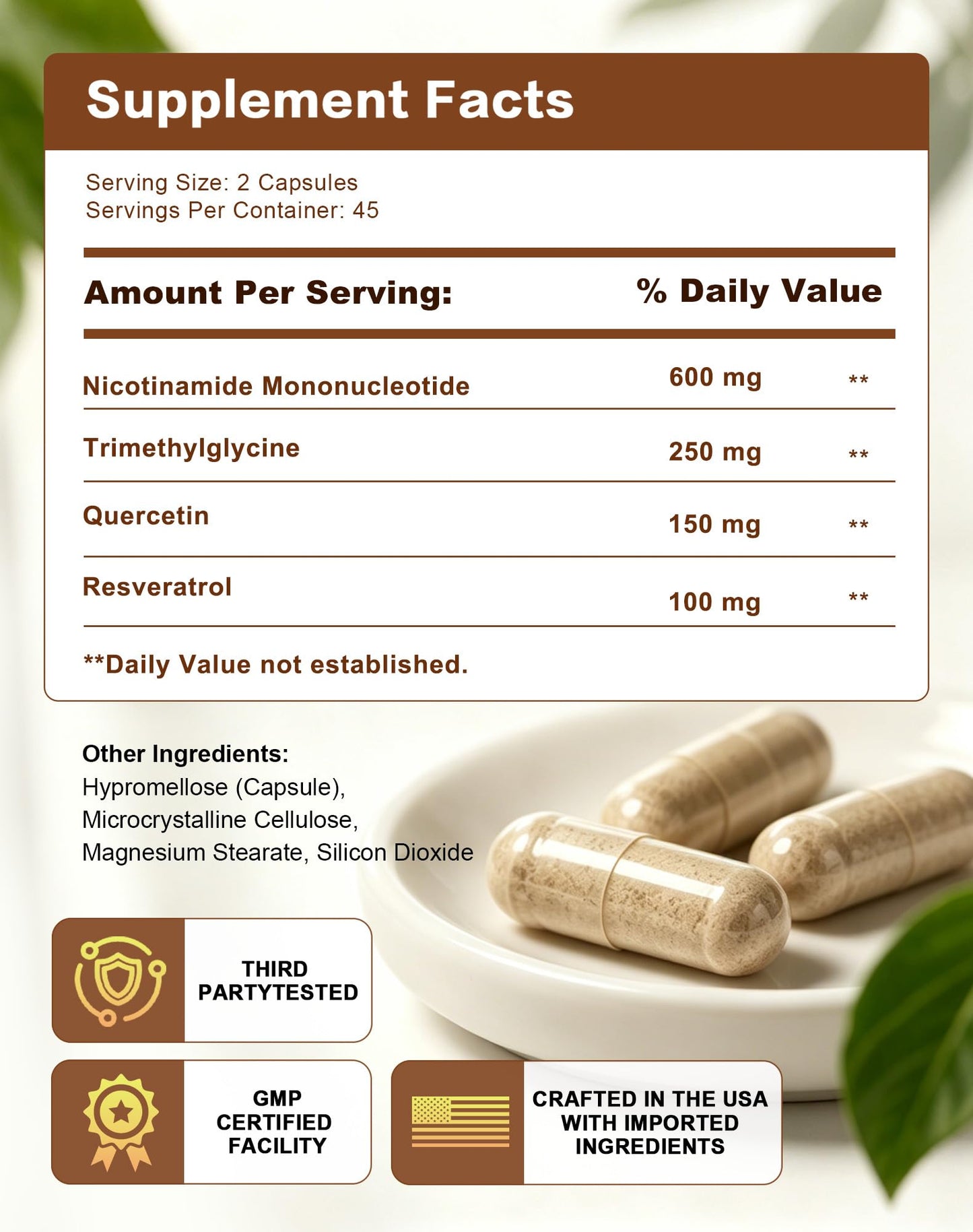 Swiyie NMN NAD Supplement 1100mg Capsules, 90 Count