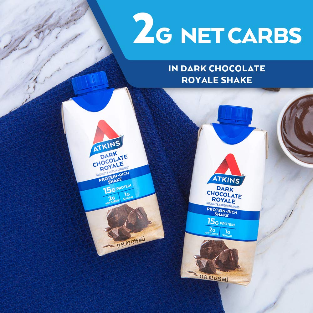 Atkins Gluten Free Protein-Rich Shake Dark Chocolate Royale Keto-Friendly Bottle 88 Fl Oz