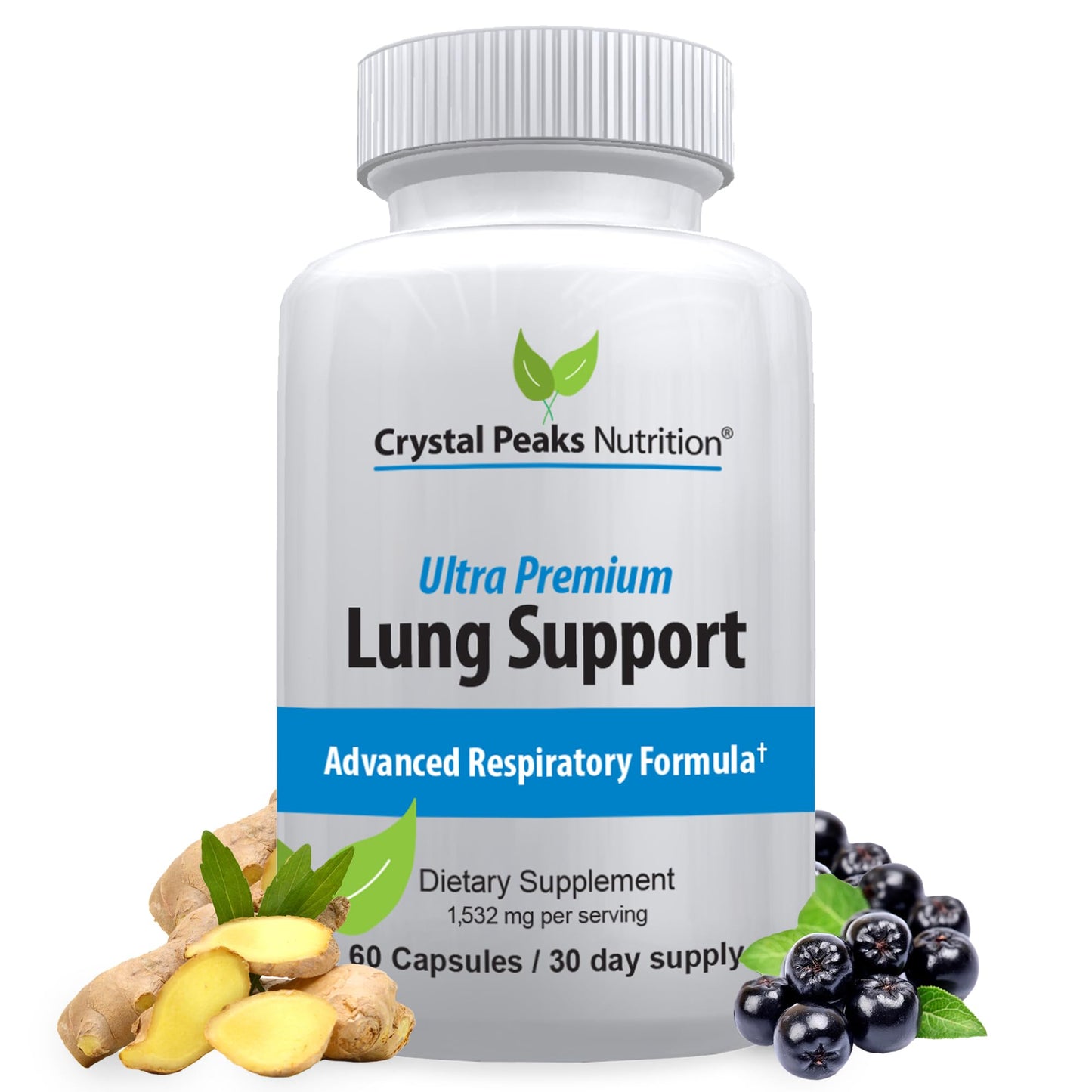 CRYSTAL PEAKS NUTRITION Lung Support Detox Supplement, 60 Capsules