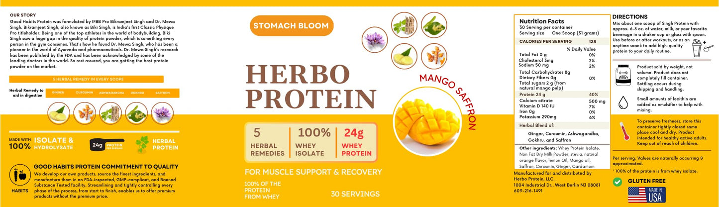 Nano Meda Herbo Protein 100% Whey Protein Isolate Powder, 30 Servings