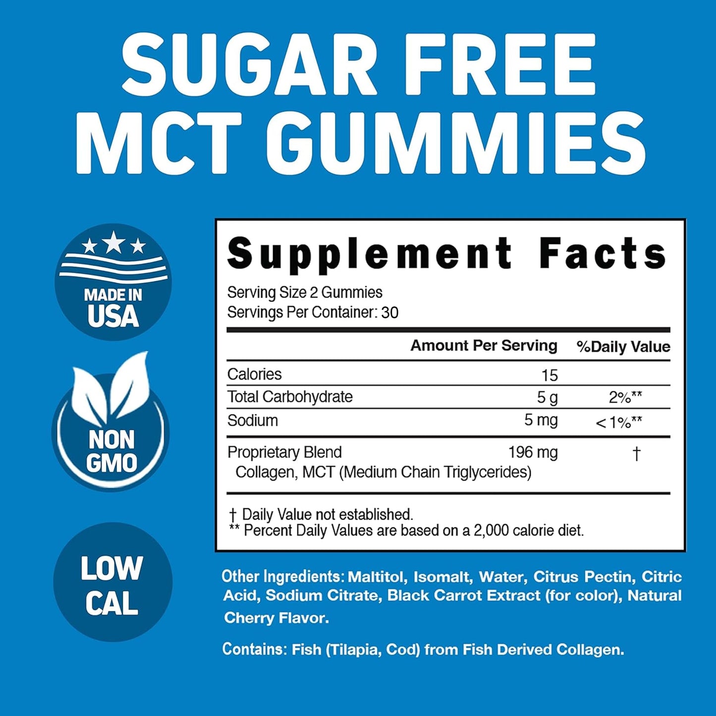 Herbtonics Keto Gummies with MCT + Collagen Gummy, 60 Count