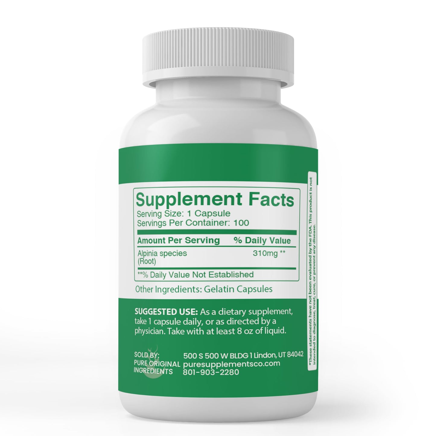 PURE ORIGINAL INGREDIENTS Galangal Root Capsules, 100 Capsules