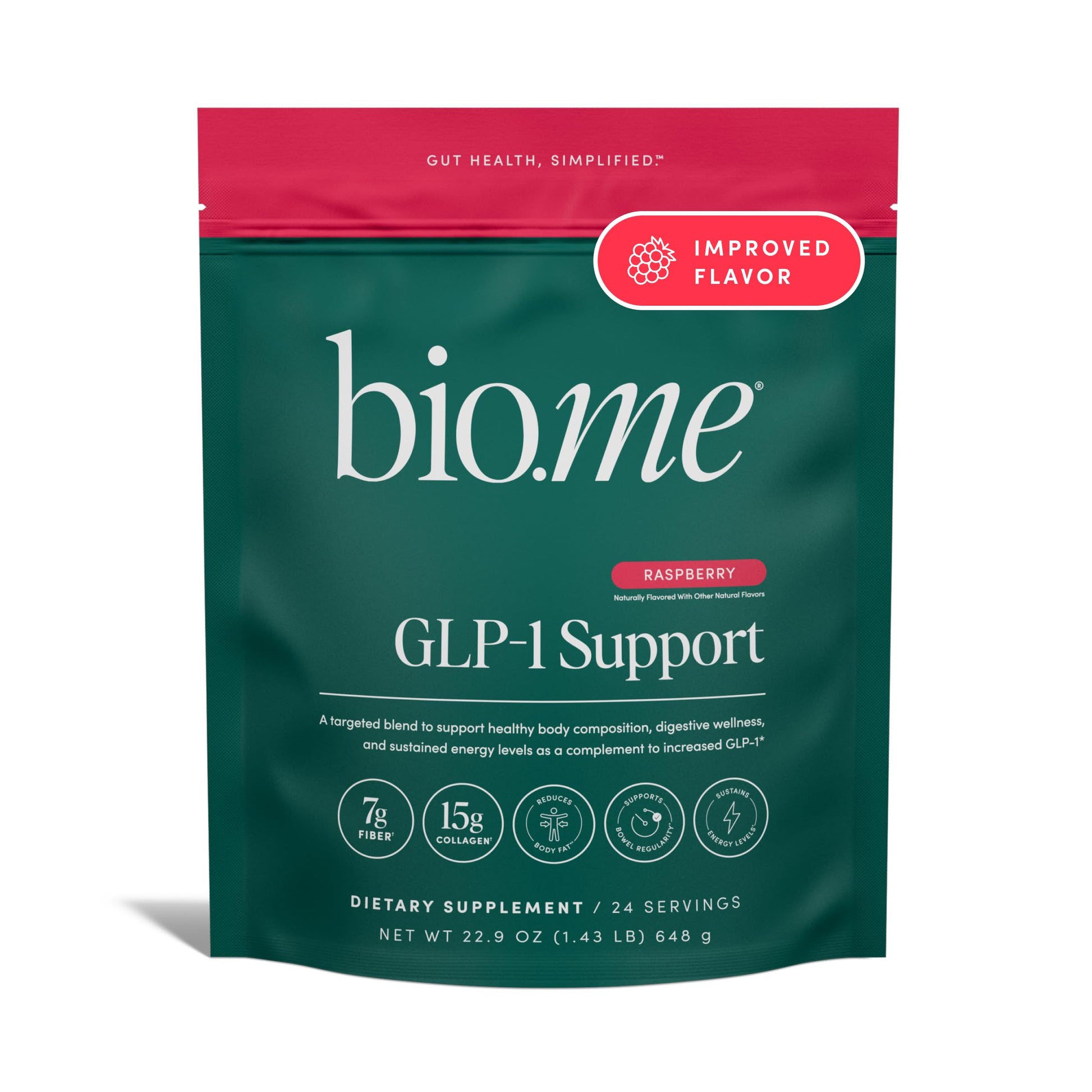 Bio.me GLP-1 Support Powder - 24 Servings (Raspberry)
