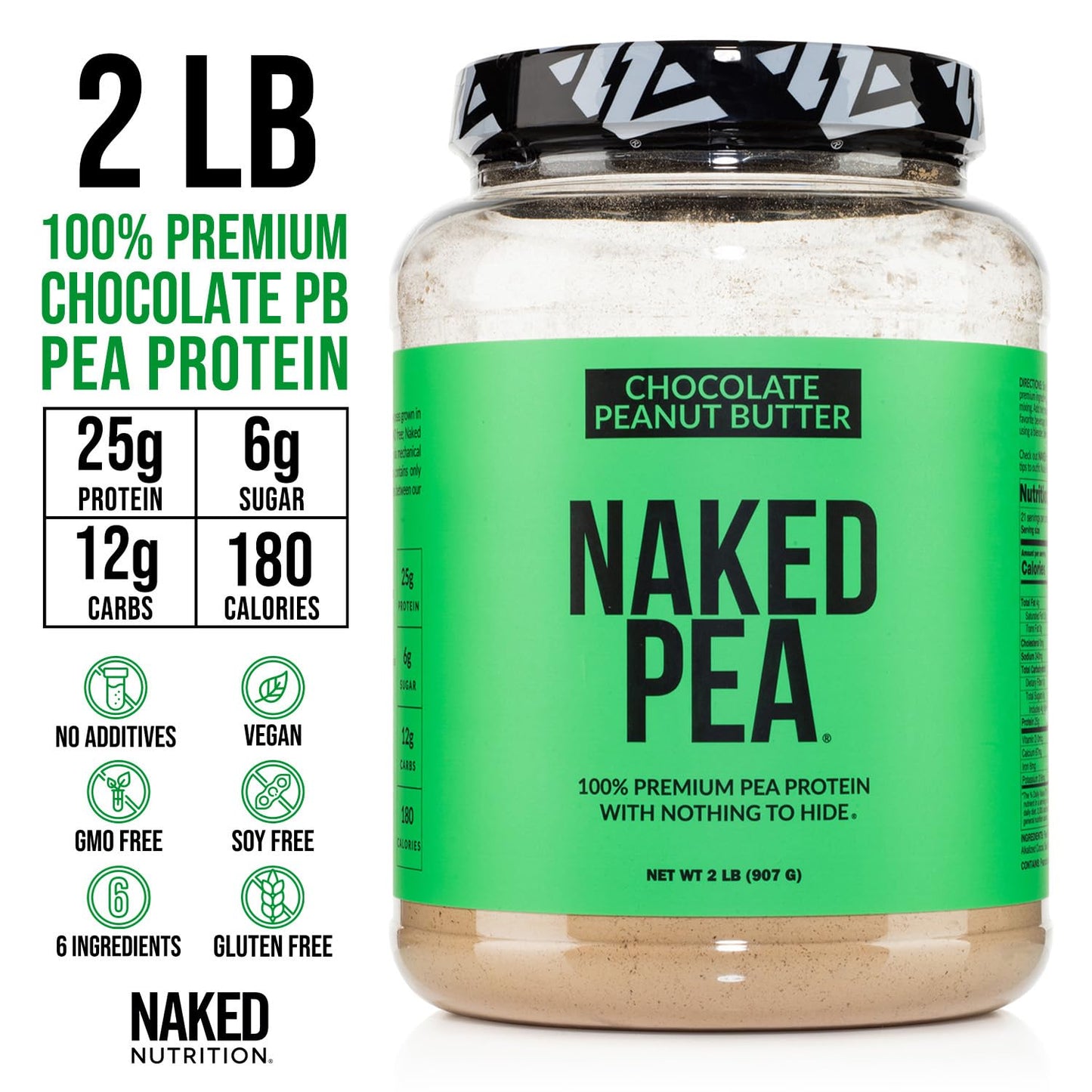 NAKED Pea Protein Powder, Chocolate Peanut Butter, 32 Servings