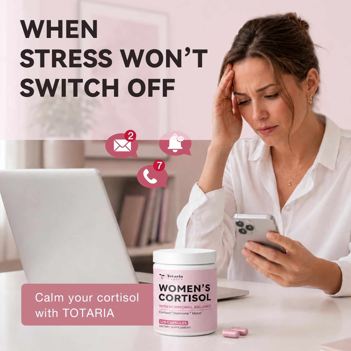 Totaria Women's Cortisol with Hormonal Balance Capsule 120 Count