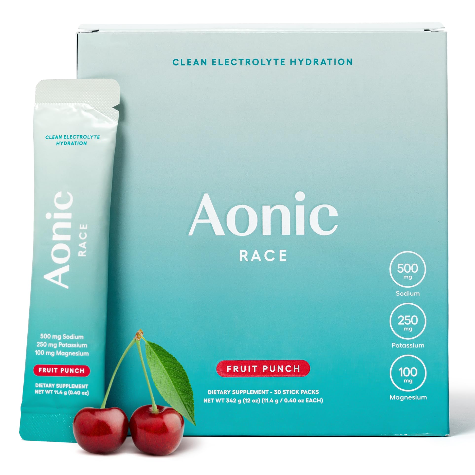 AONIC Race Electrolyte Powder Packets Fruit Punch 12 Packets