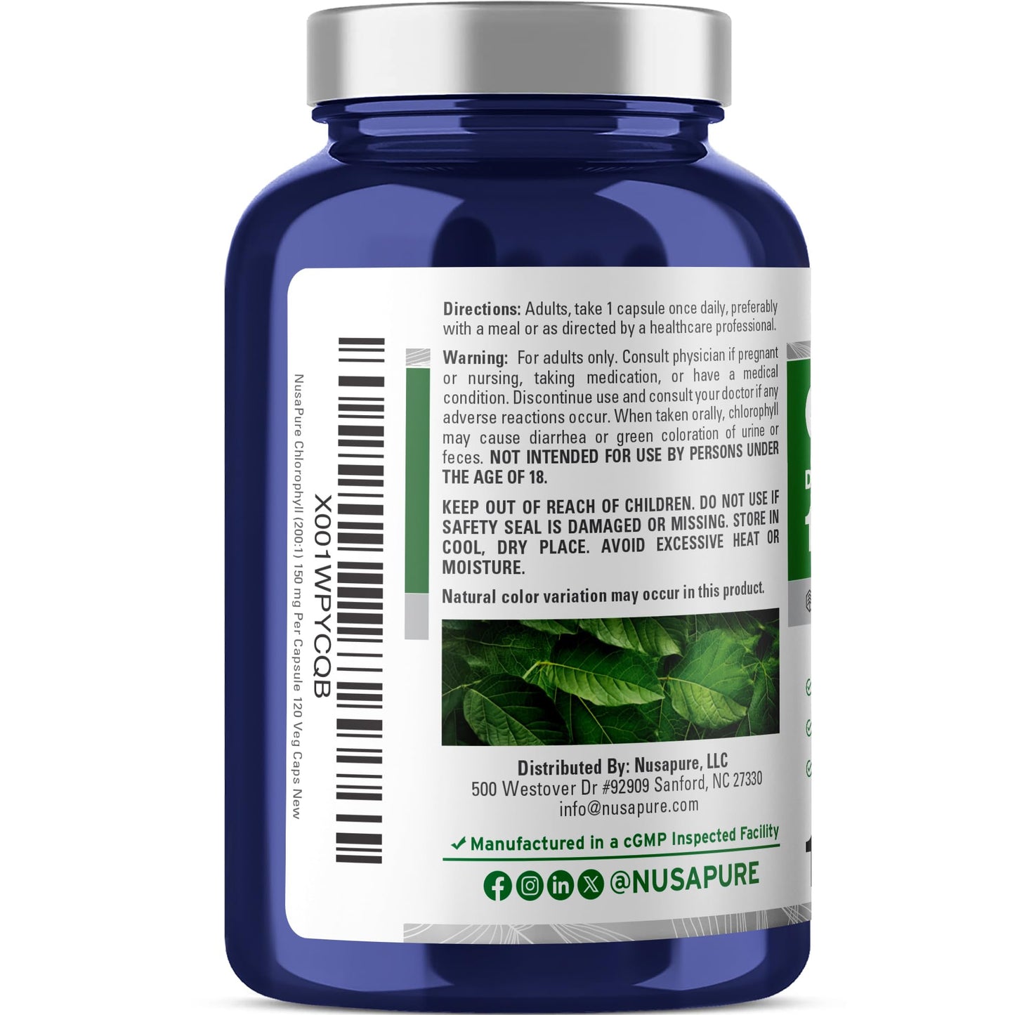 NusaPure Chlorophyll Capsules 150 mg, 120 Capsules