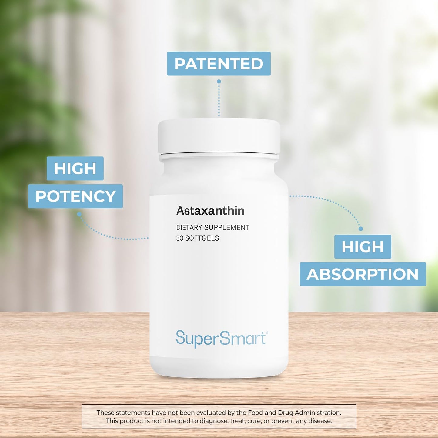 Supersmart Astaxanthin 4mg per Day (Patented & High Potency) - with AstaPure, Vitamin E, Olive Oil - Antioxidant Carotenoid Softgel 30 Count