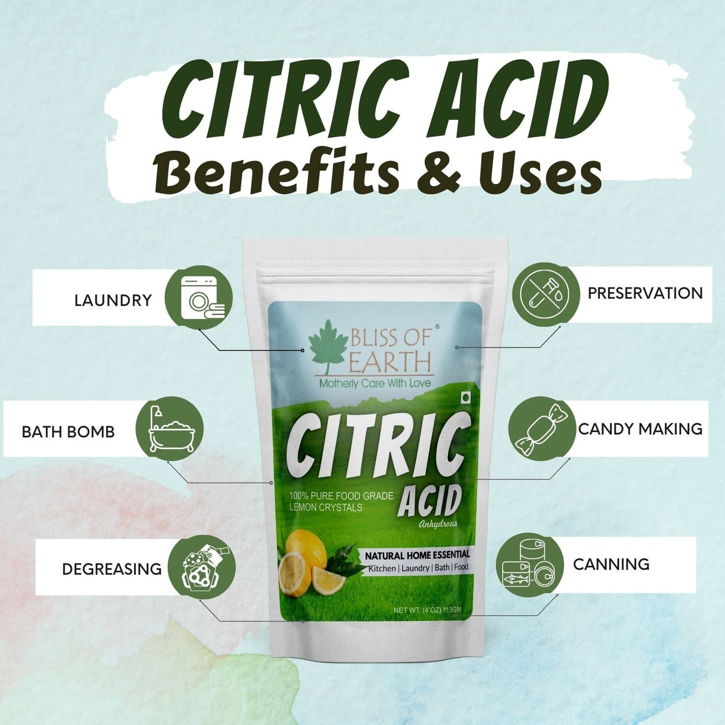BLISS OF EARTH Citric Acid Powder, 4 oz